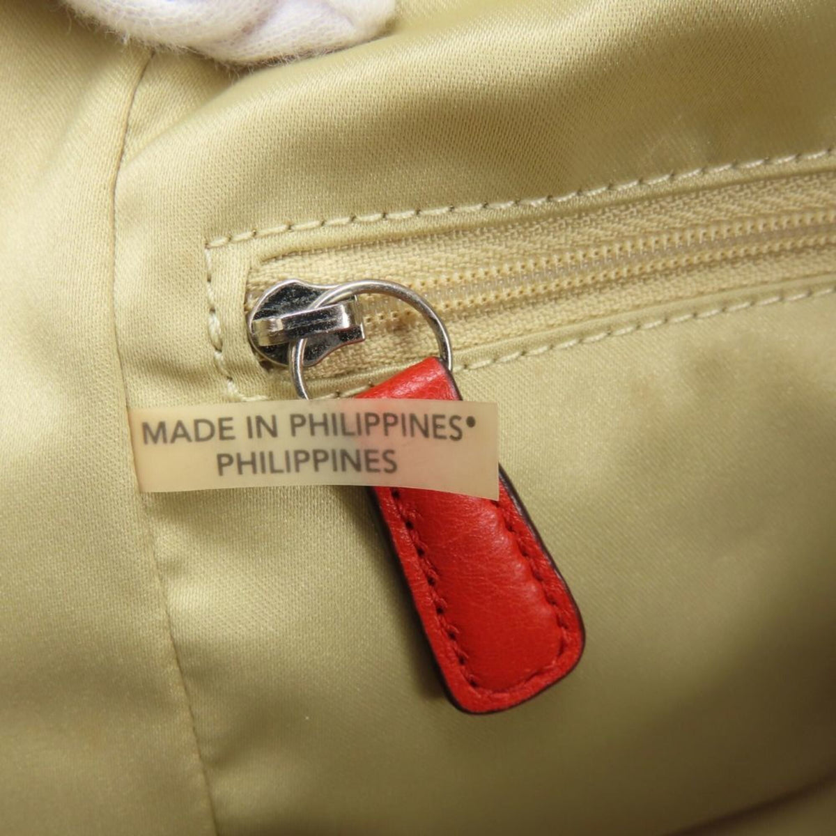 Coach Beige Red Color Canvas Leather Tote Bag (Pre-Owned)