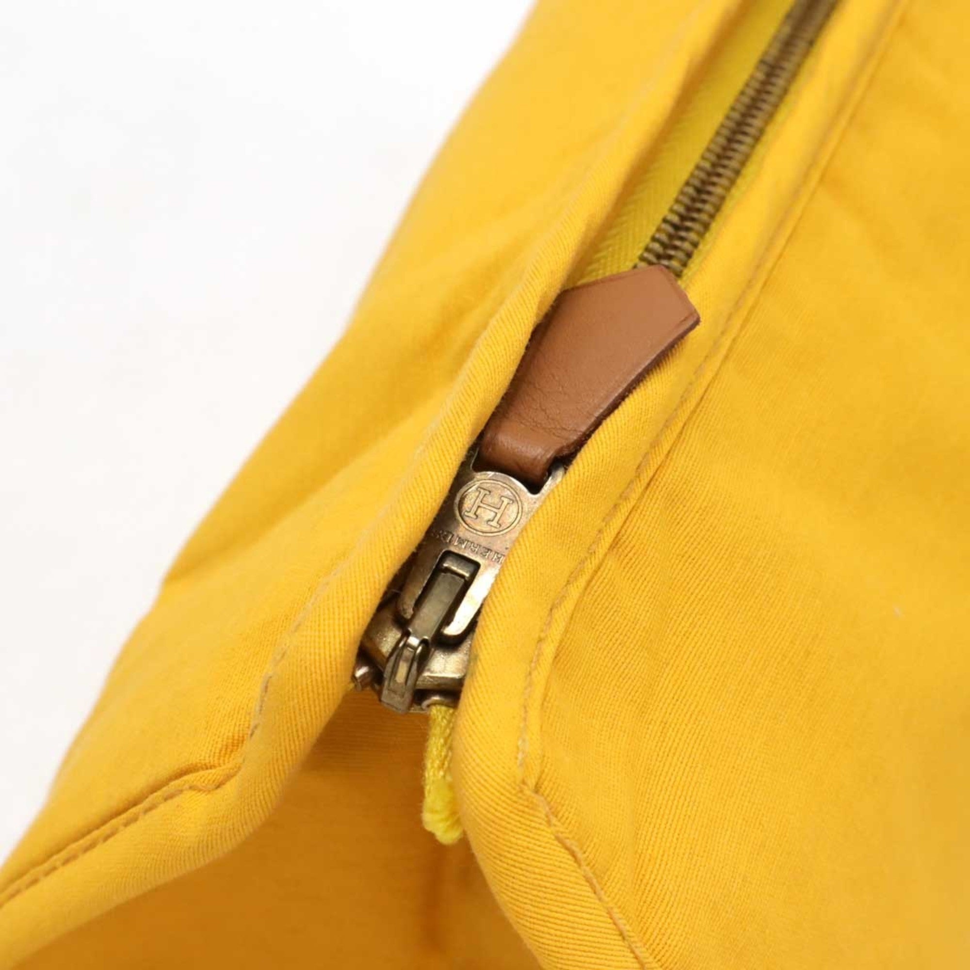 Hermes Beige Yellow Canvas Clutch Bag Pouch (Pre-Owned)