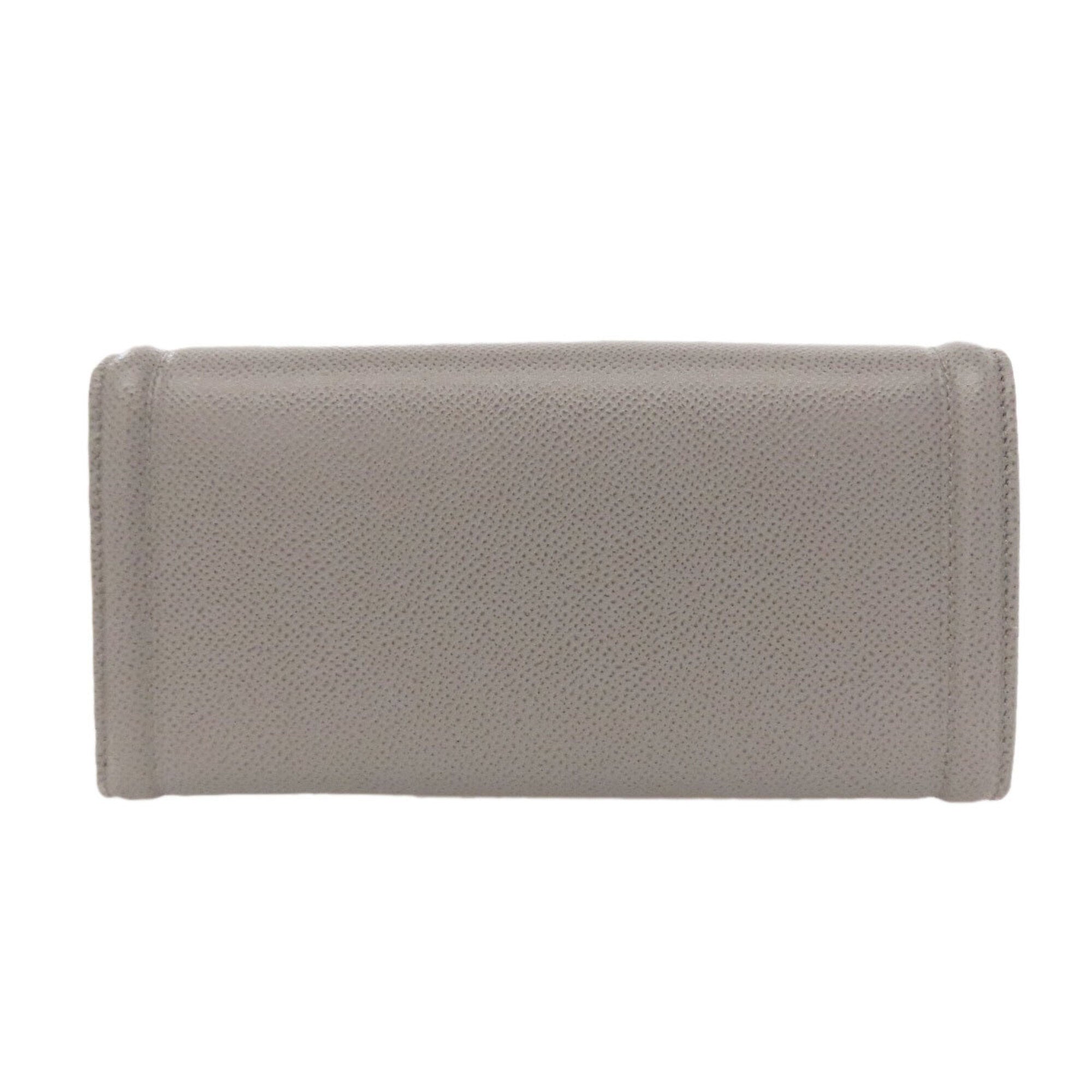 Salvatore Ferragamo Gray Leather Long Wallet (Tri-Fold) (Pre-Owned)