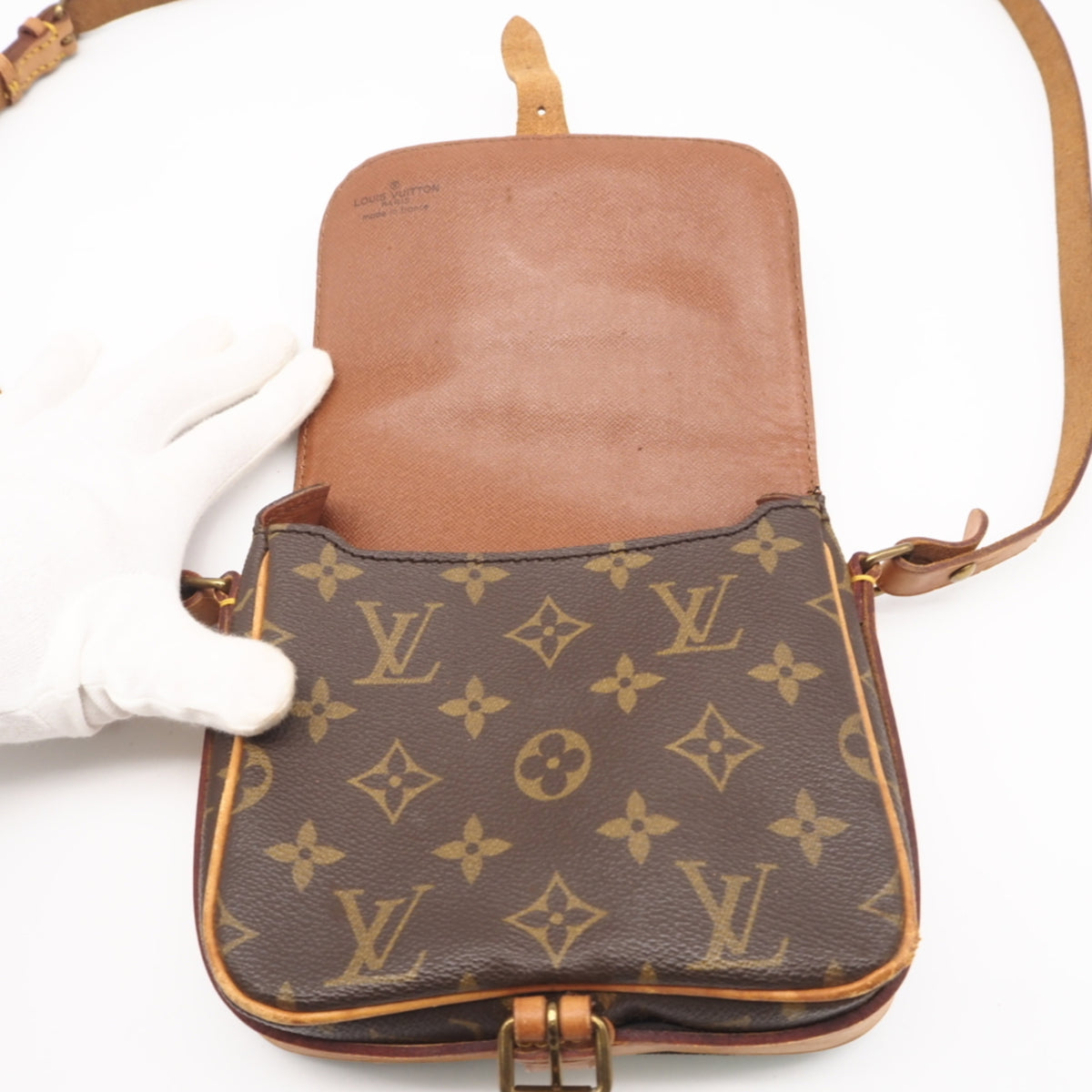 Louis Vuitton Monogram Beige Brown Coated Canvas Leather Shoulder Bag (Pre-Owned)