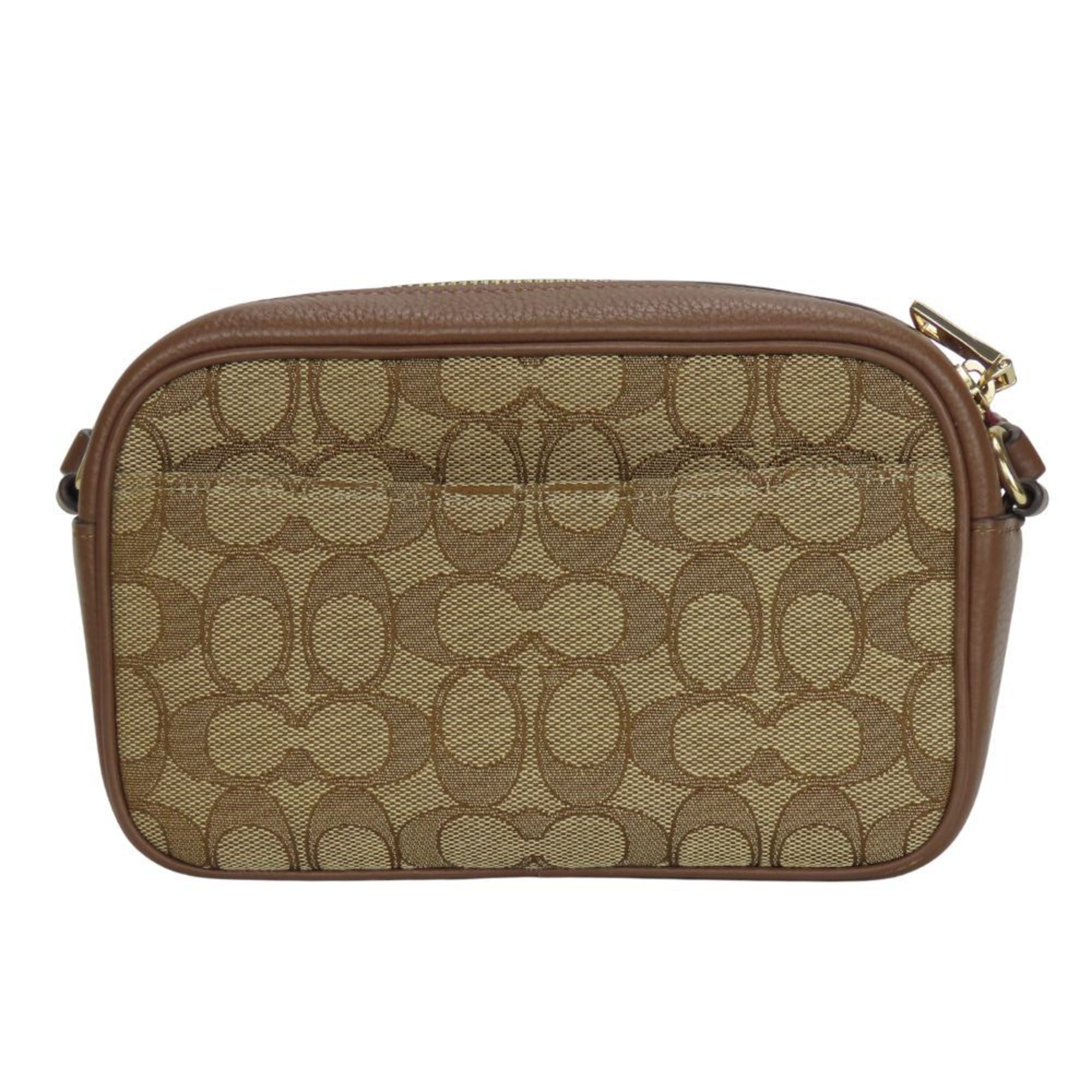 Coach Bordeaux Brown Canvas Leather Pochette Shoulder Bag (Pre-Owned)