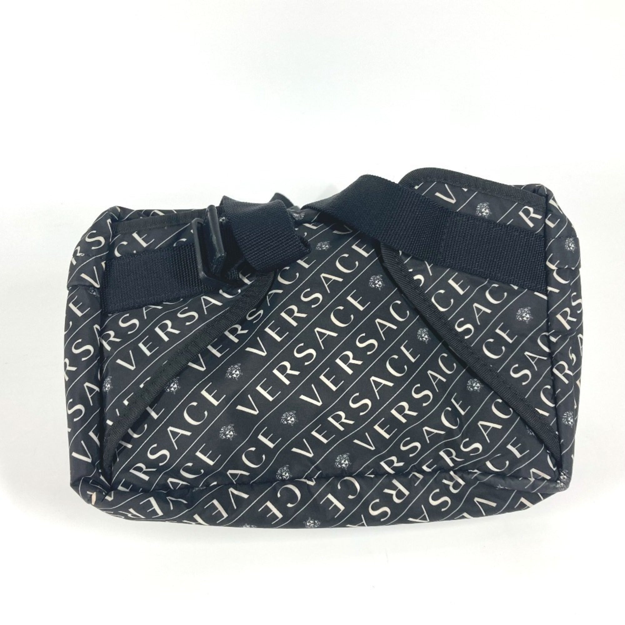 Versace Black White Nylon Fanny Pack Sling Bag (Pre-Owned)
