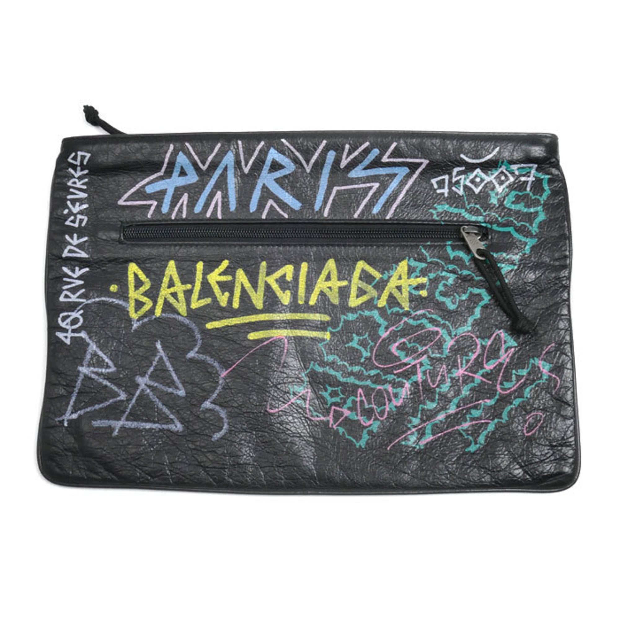 Balenciaga Black Leather Clutch Bag (Pre-Owned)