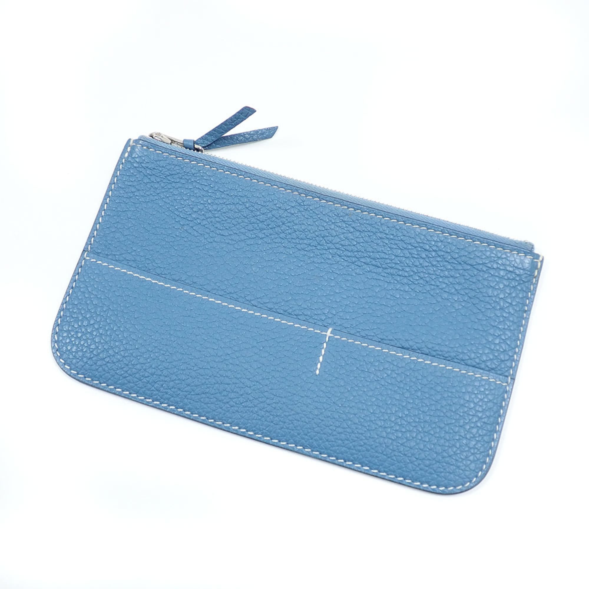 Hermes Dogon Duo Blue Taurillon Clemence Leather Long Wallet (Bi-Fold) (Pre-Owned)