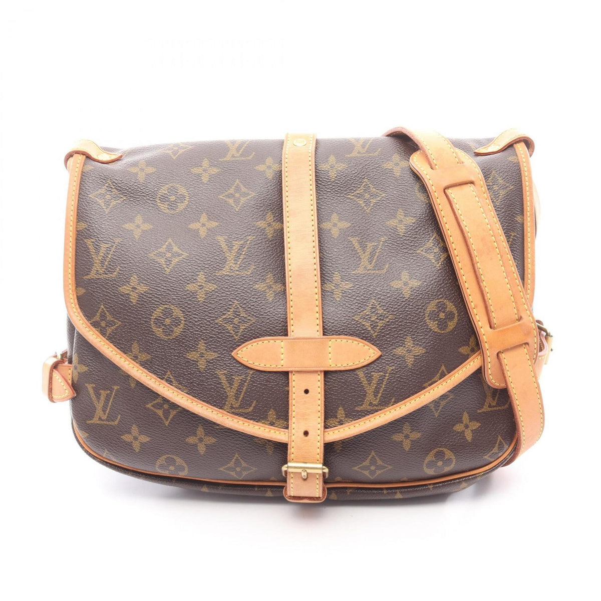 Louis Vuitton Brown Coated Canvas Leather Handbag Shoulder Bag (Pre-Owned)