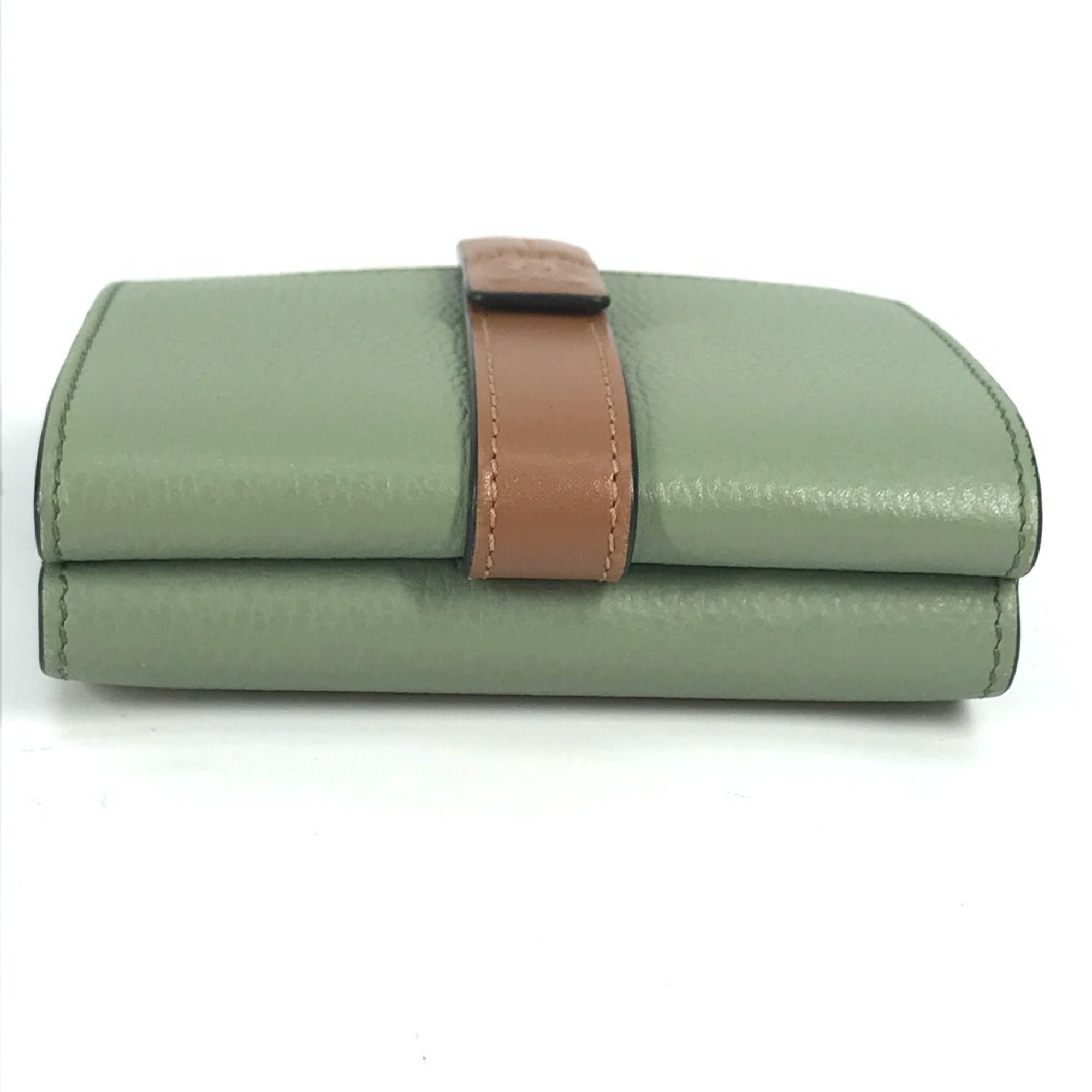 Loewe Brown Green Leather Wallet (Tri-Fold) (Pre-Owned)