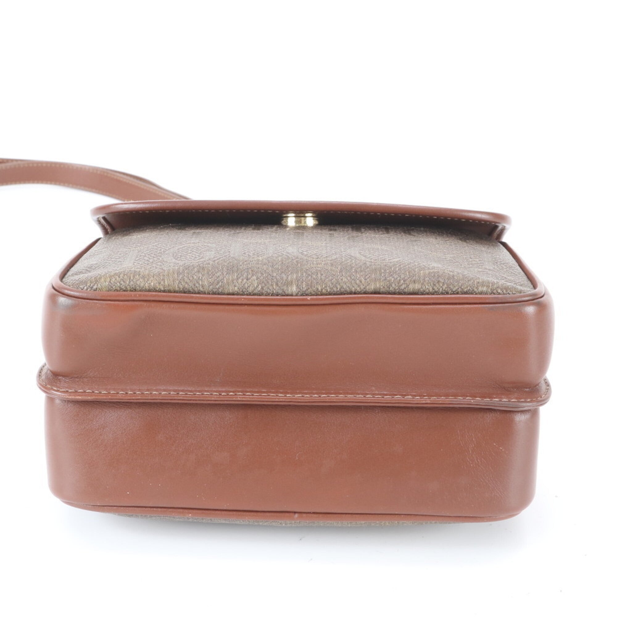 Gucci Brown Leather Canvas Shoulder Bag (Pre-Owned)