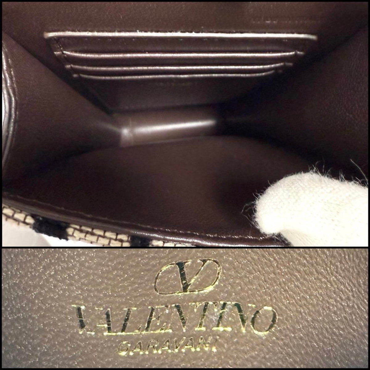 Valentino Leather Canvas Metal Pouch Shoulder Bag (Pre-Owned)