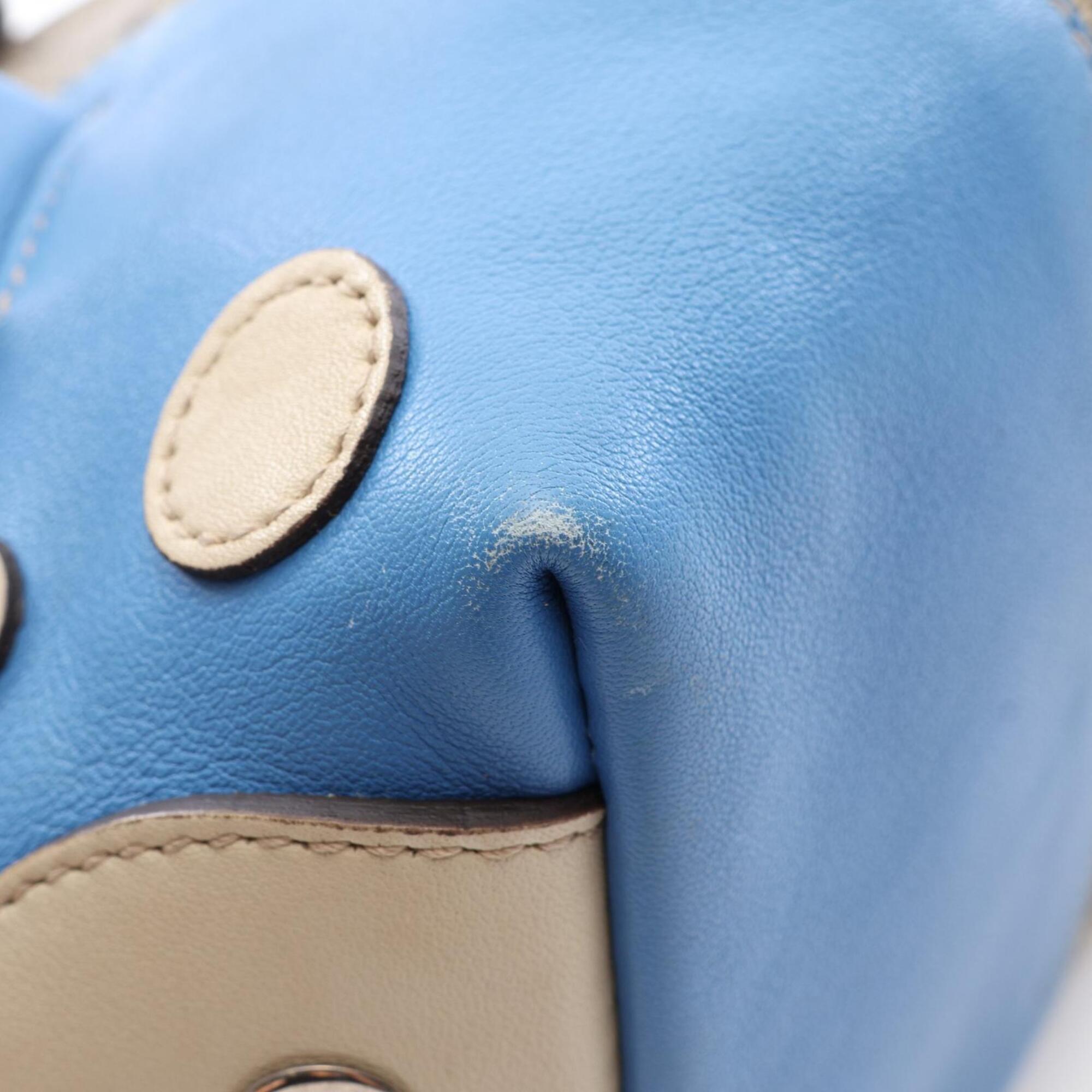 Gucci Beige Blue Pvc Leather Handbag (Pre-Owned)