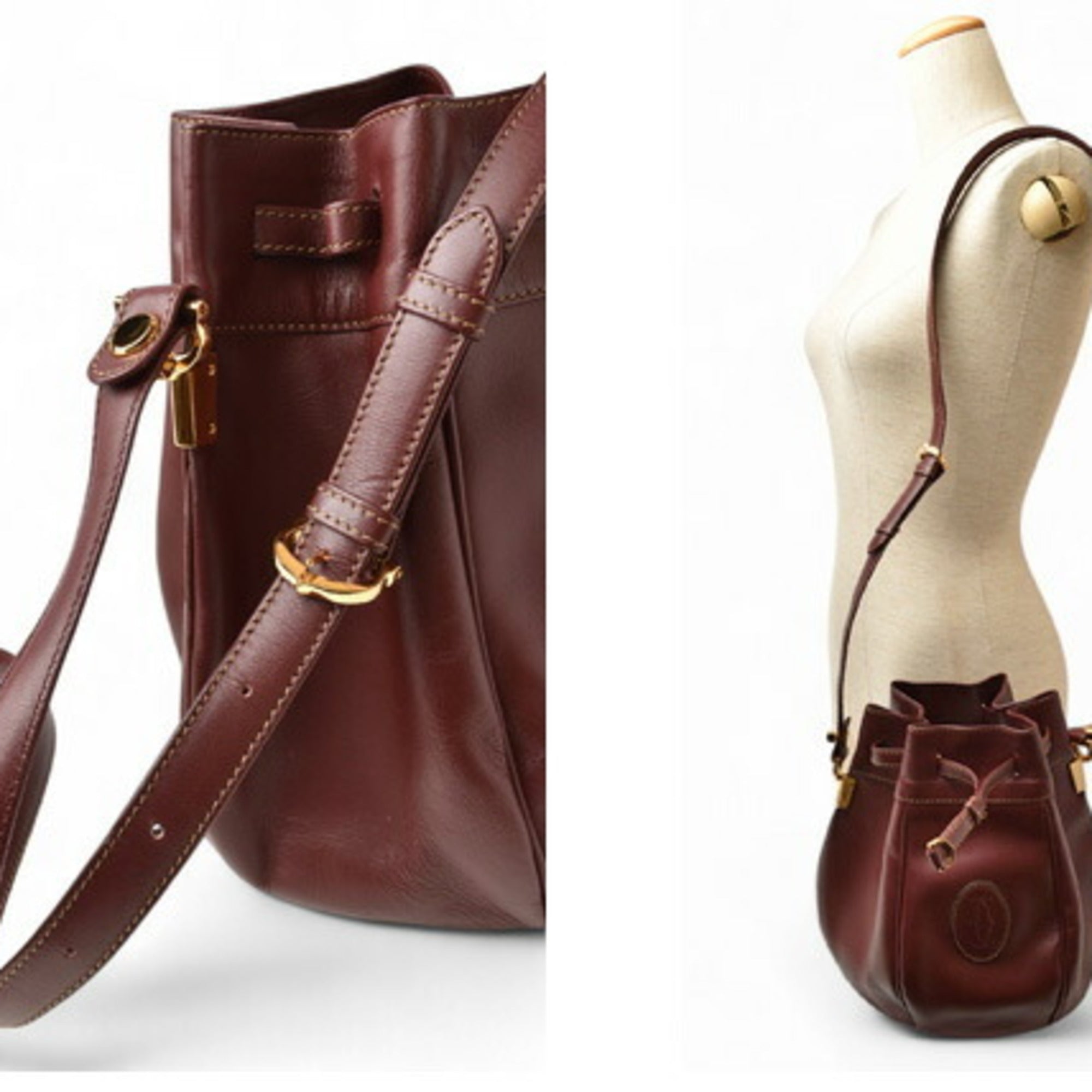 Cartier Bordeaux Leather Shoulder Bag (Pre-Owned)