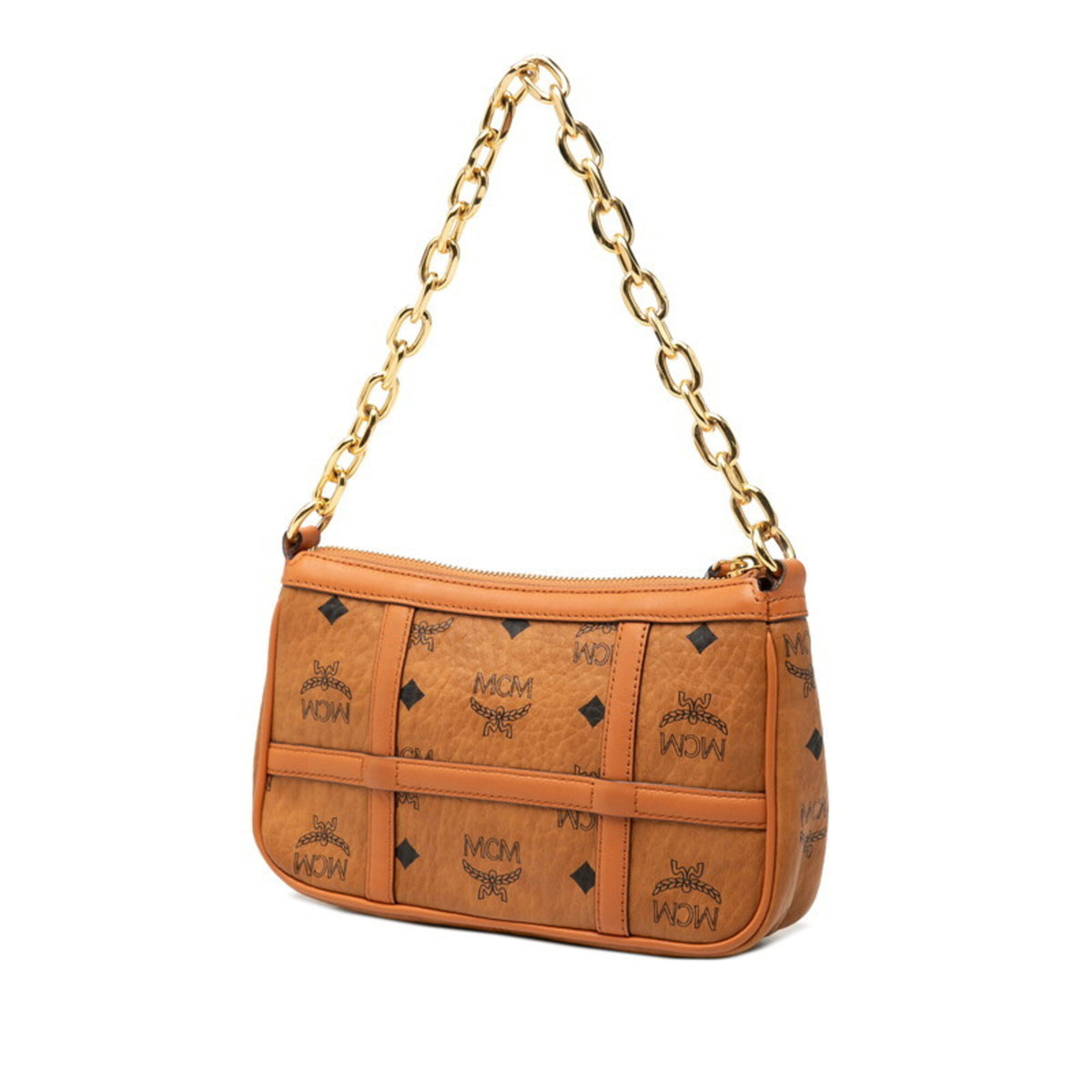 Mcm Visetos Brown Pvc Leather Handbag Shoulder Bag (Pre-Owned)