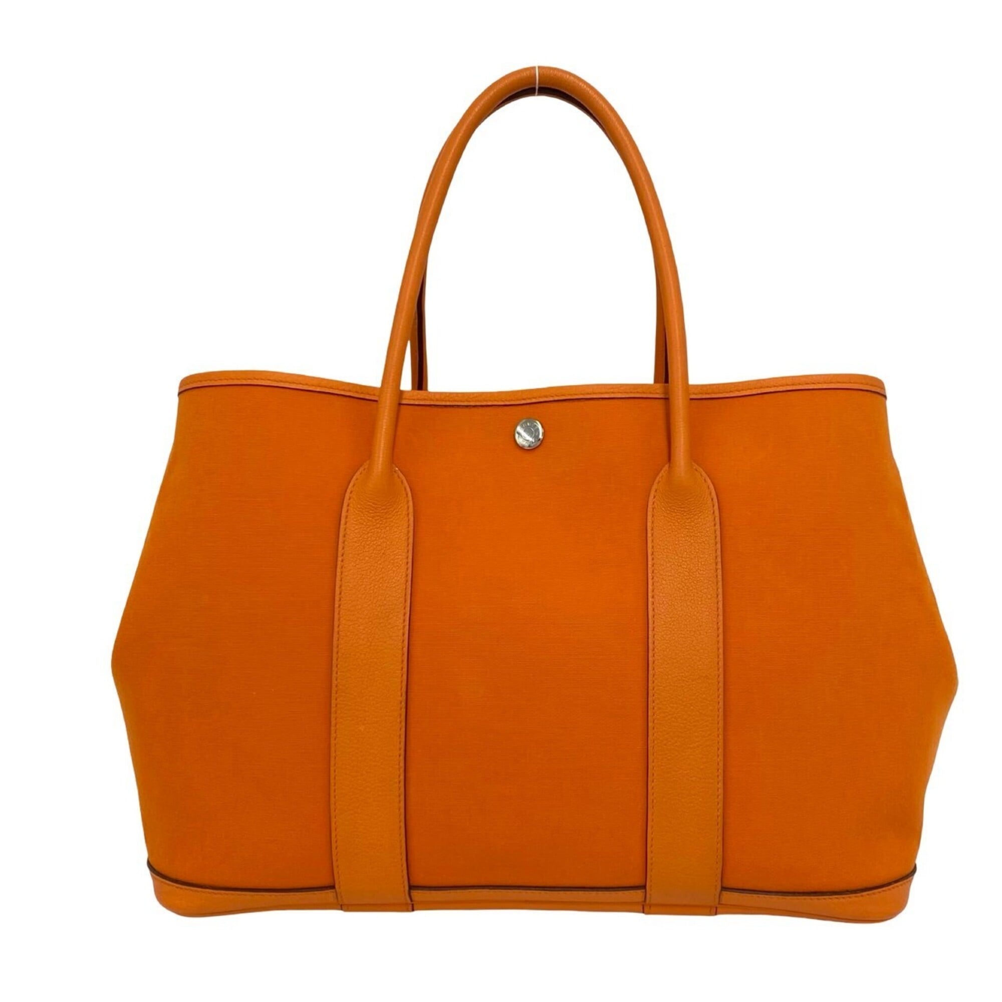 Hermes Orange Toile Officier Buffalo Leather Handbag Tote Bag (Pre-Owned)