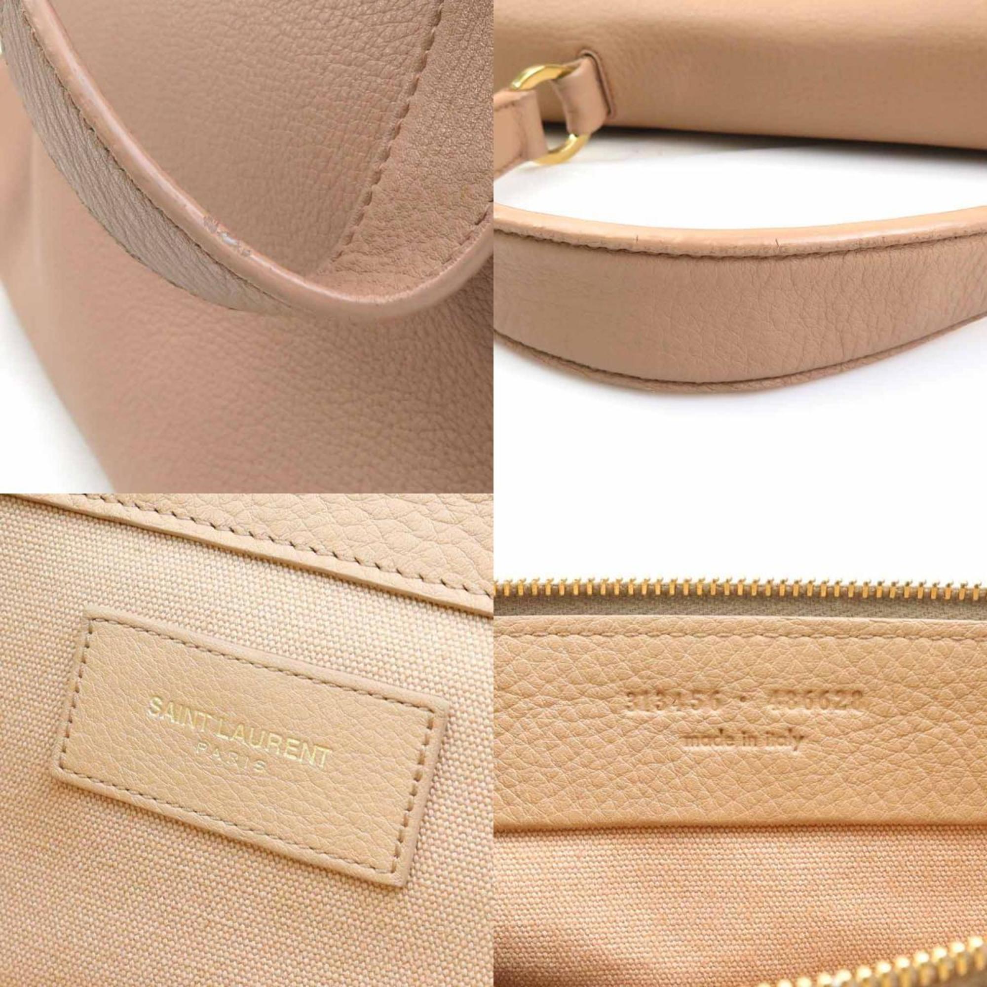 Saint Laurent Pink Beige Leather Handbag Shoulder Bag (Pre-Owned)