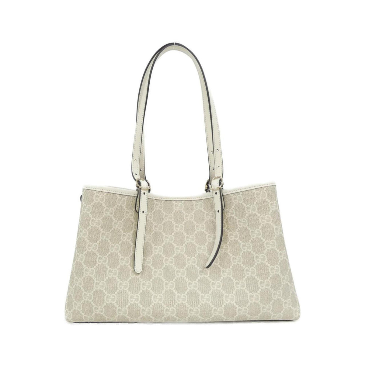 Gucci Beige White Gold Coated Canvas Handbag (Pre-Owned)