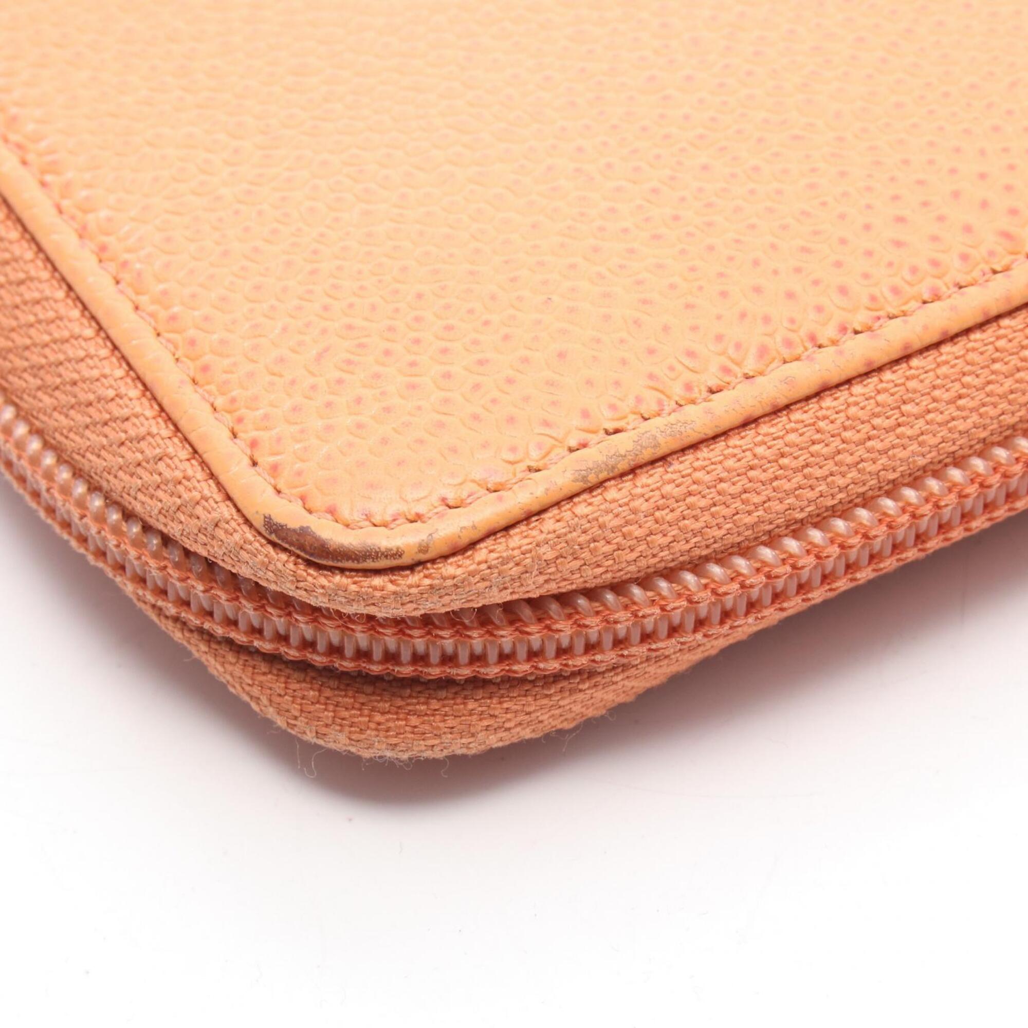 Chanel Orange Grained Calfskin Long Wallet (Bi-Fold) (Pre-Owned)