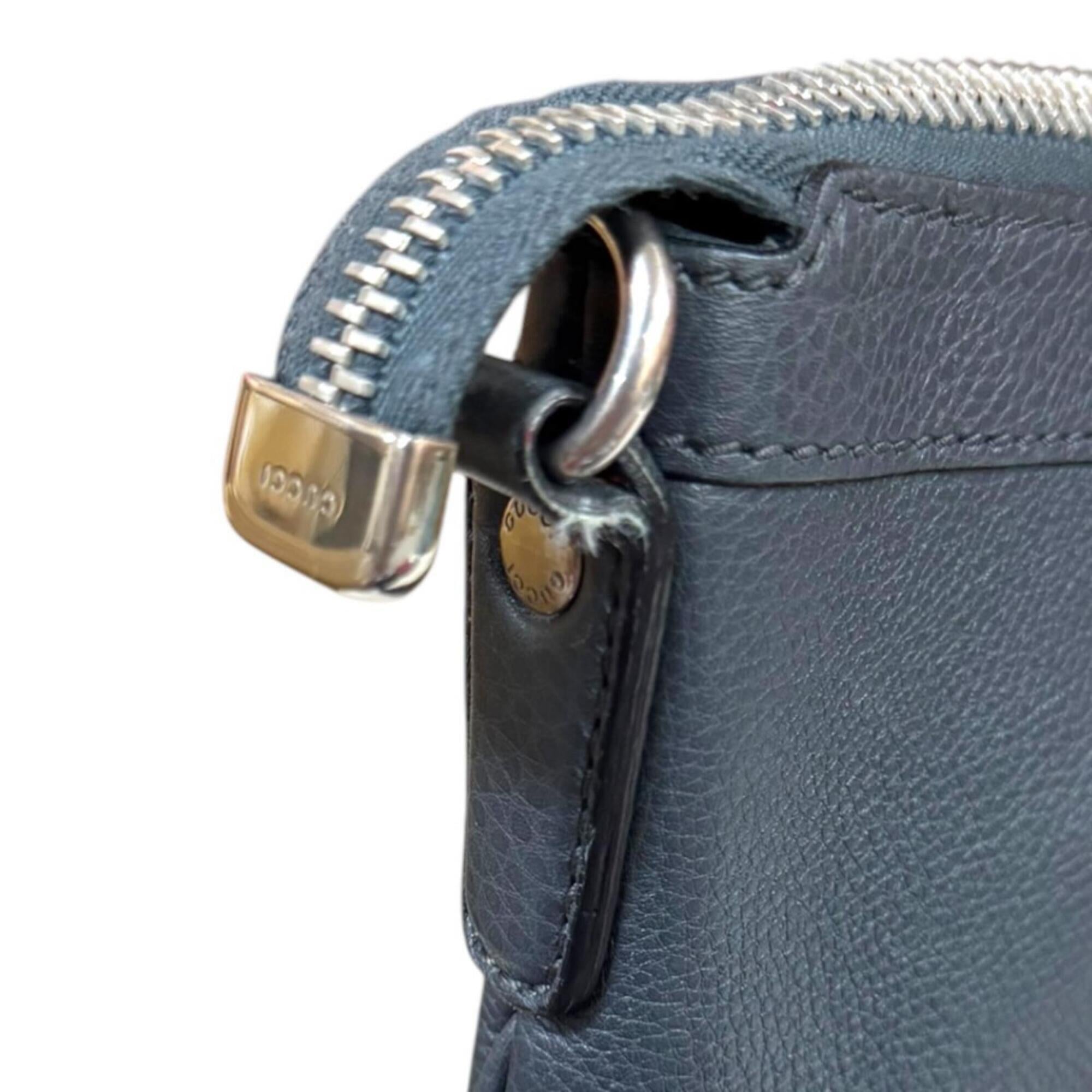 Gucci Gray Leather Shoulder Bag (Pre-Owned)