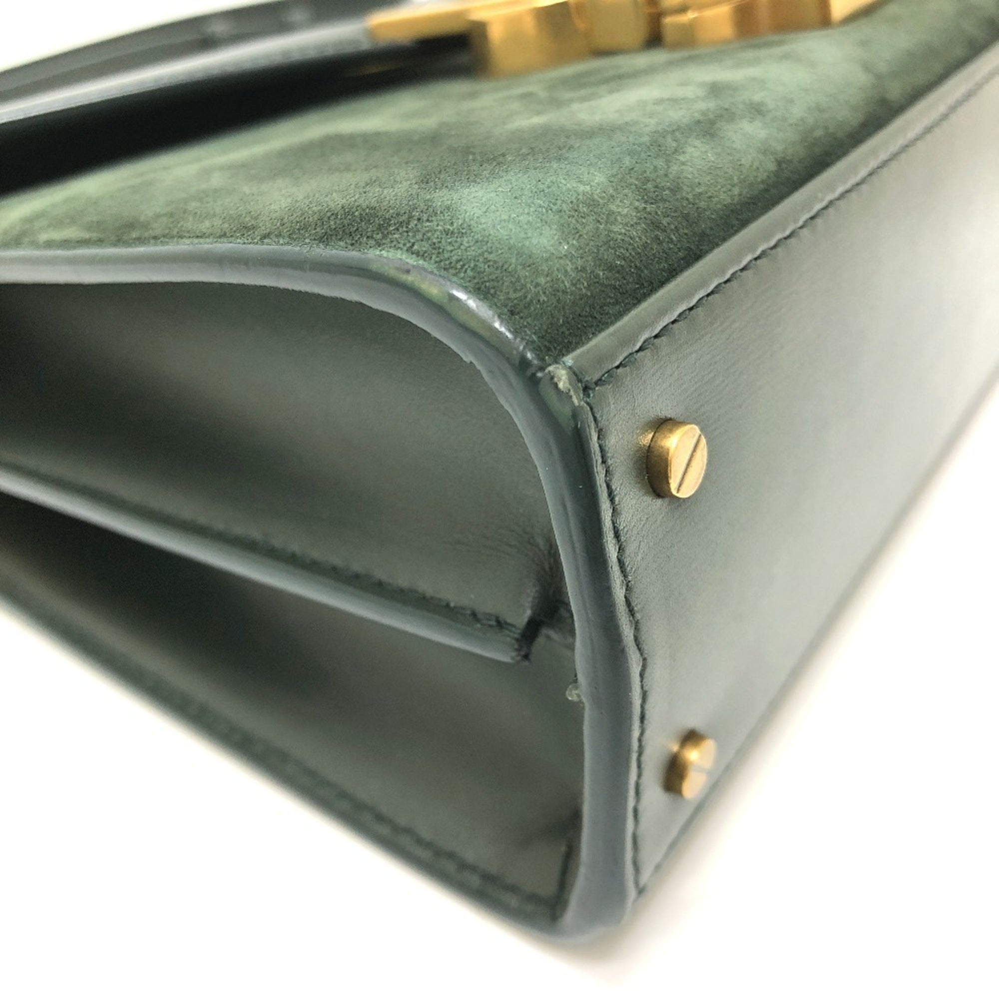 Yves Saint Laurent Green Leather Suede Handbag (Pre-Owned)