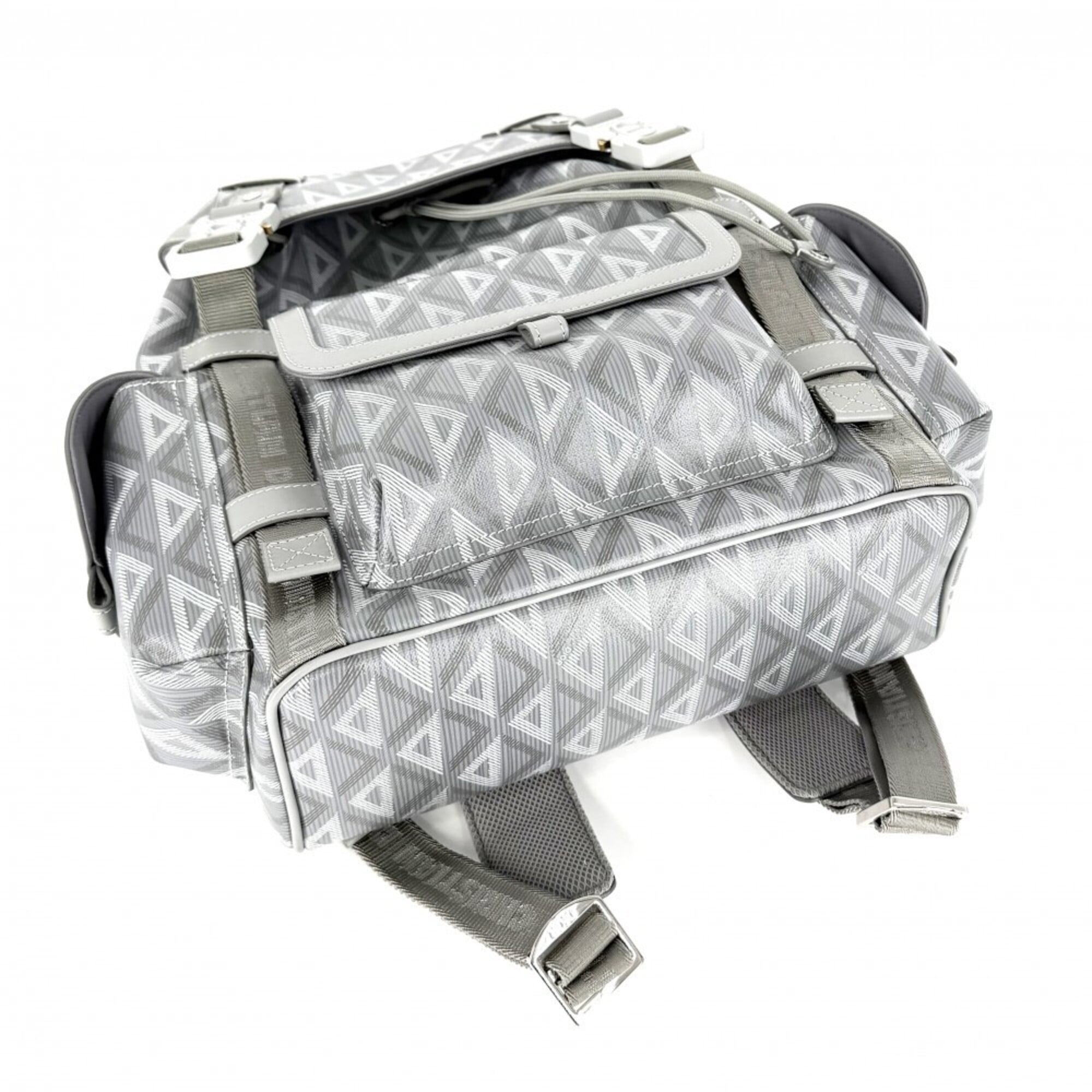 Christian Dior Gray Coated Canvas Leather Backpack (Pre-Owned)