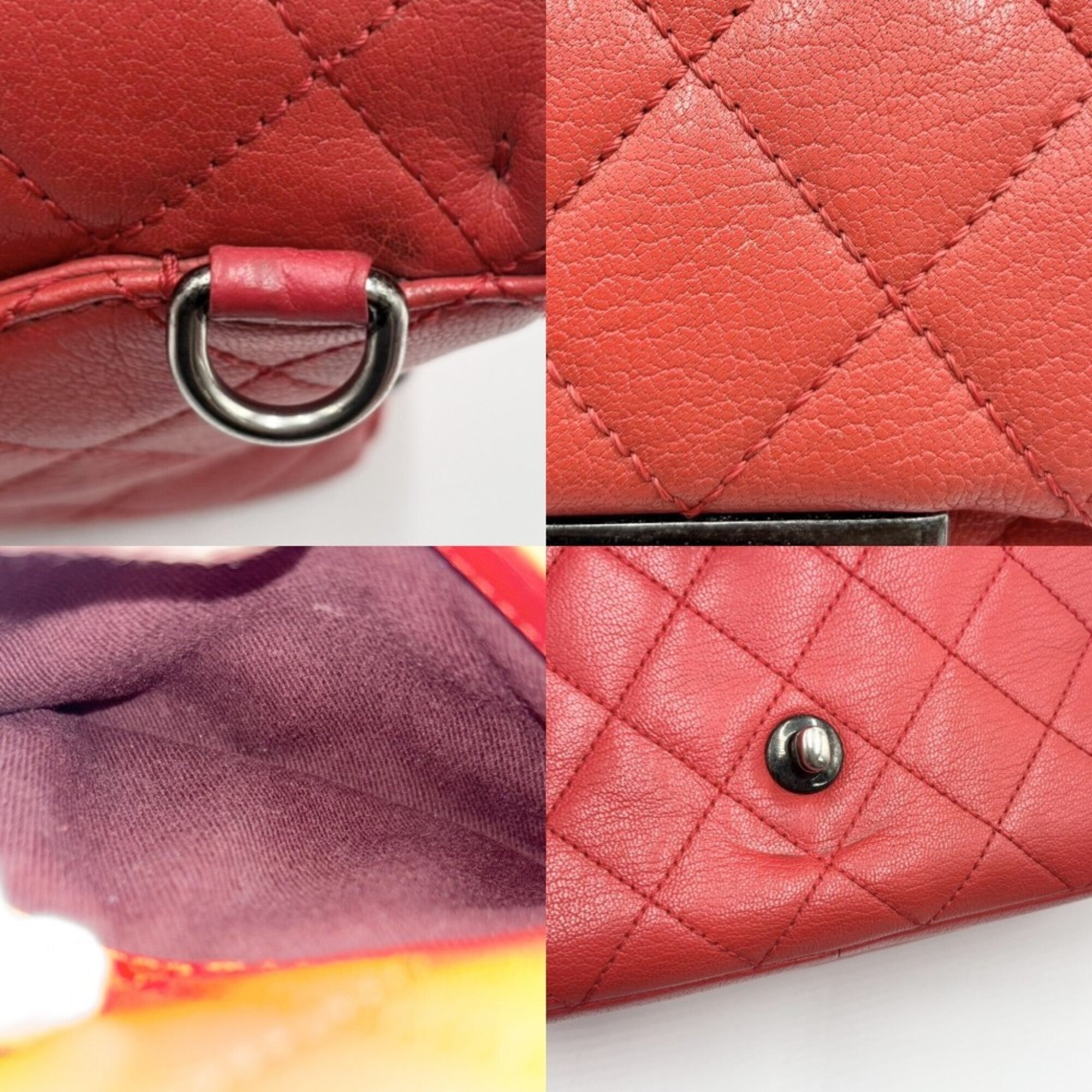 Chanel Red Color Leather Shoulder Bag (Pre-Owned)