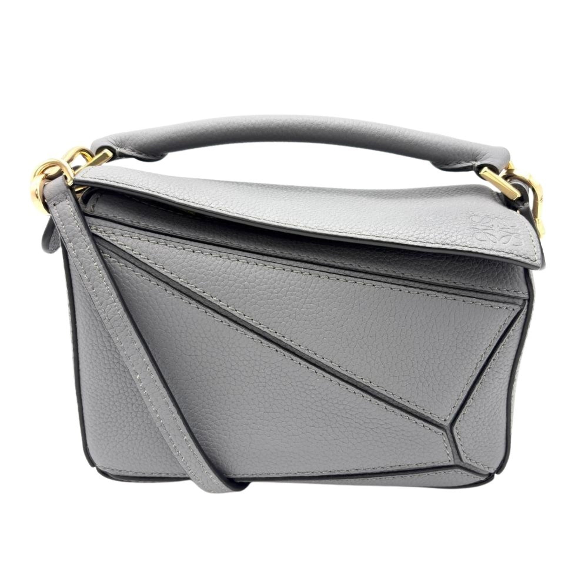 Loewe Puzzle Gray Leather Handbag Shoulder Bag (Pre-Owned)