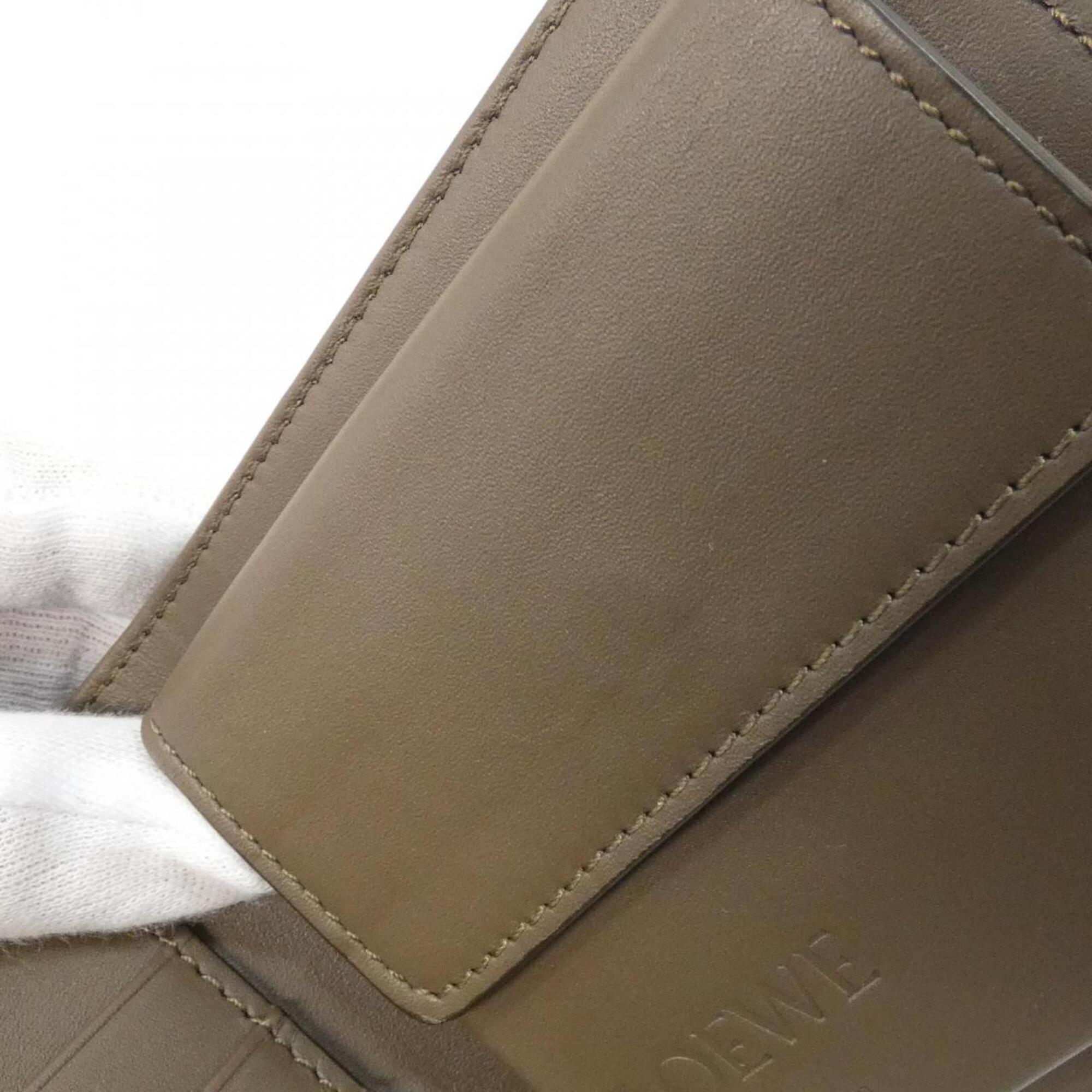 Loewe Brown Gray Leather Wallet (Bi-Fold) (Pre-Owned)