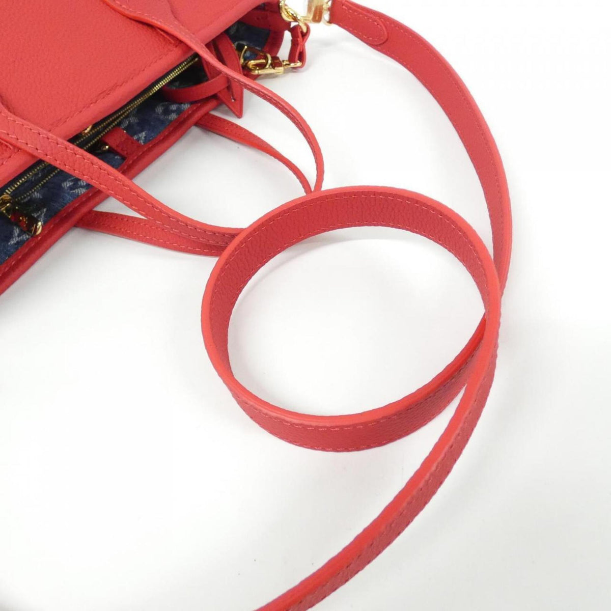 Louis Vuitton Monogram Cherry Blue Rouge Denim Canvas Leather Handbag Pouch (Pre-Owned)