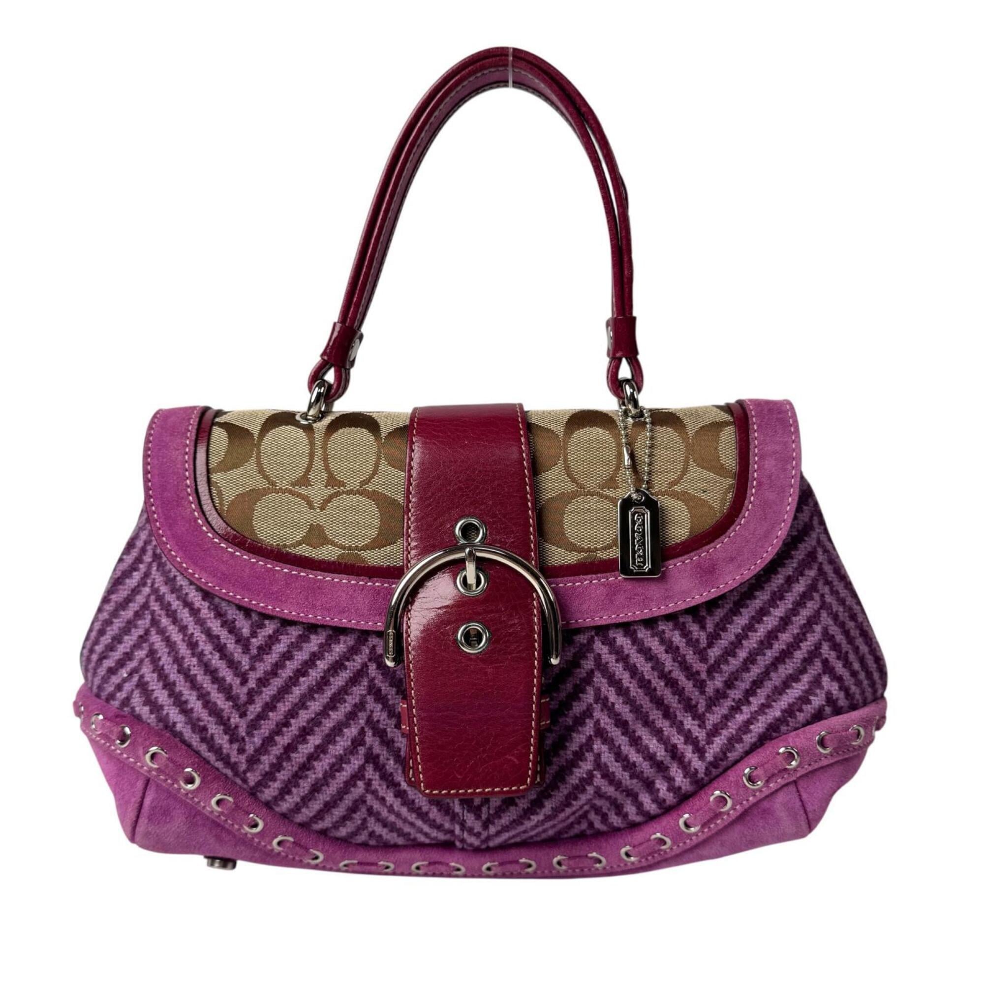 Coach Purple Suede Wool Jacquard Patent Leather Handbag (Pre-Owned)