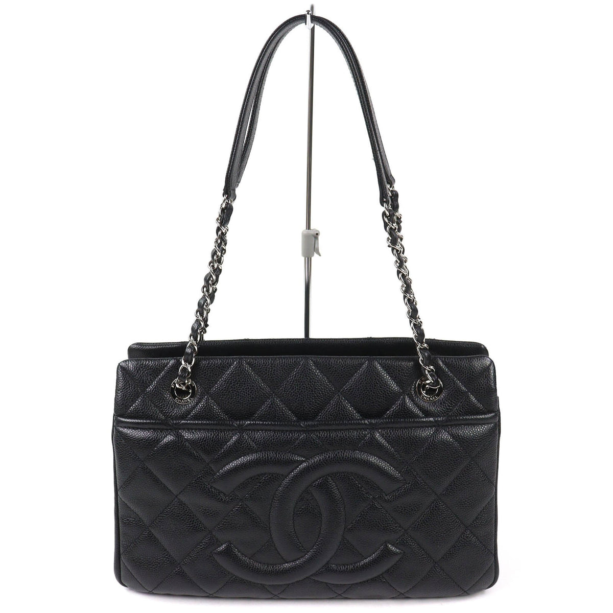 Chanel Matelasse Black Grained Calfskin Tote Bag (Pre-Owned)