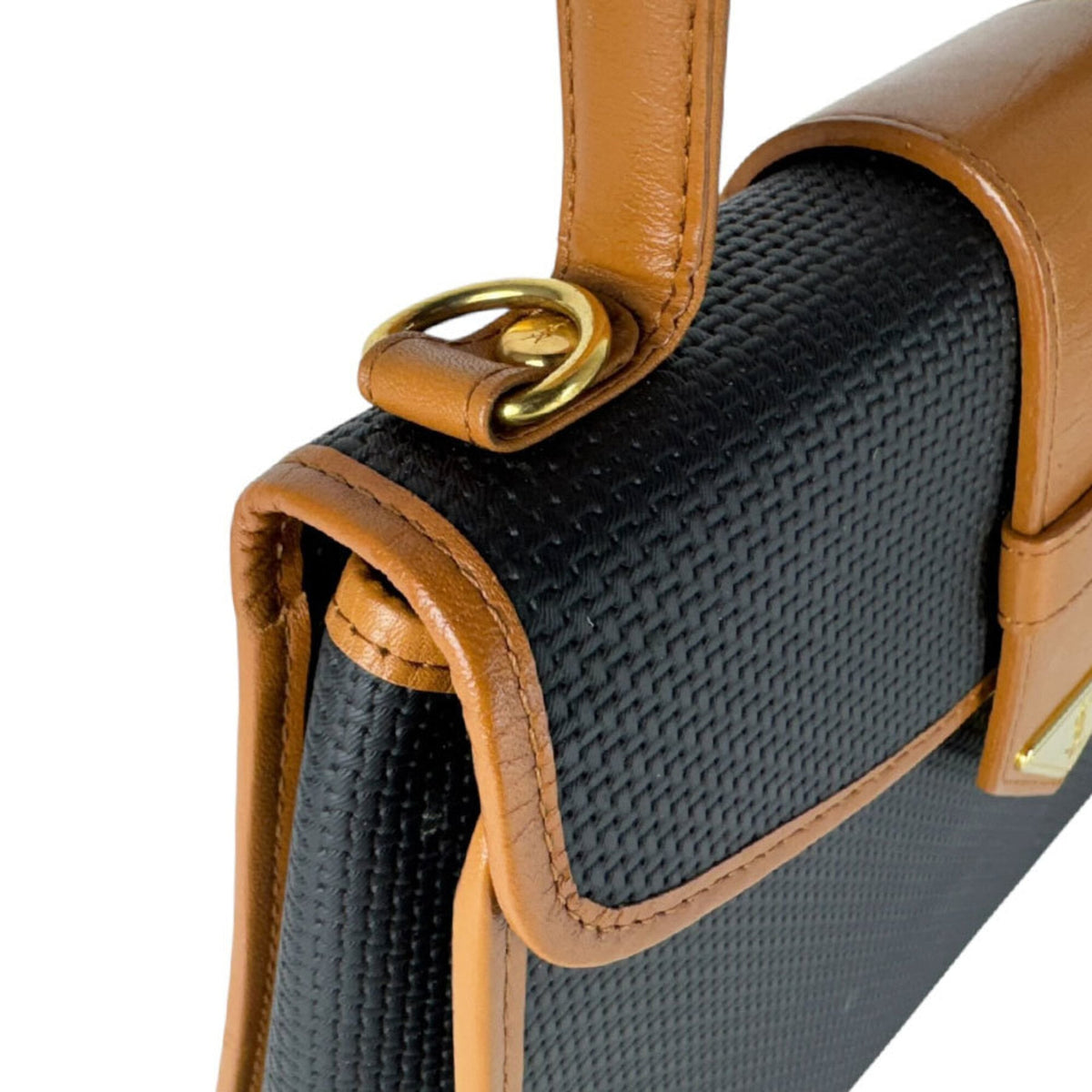Yves Saint Laurent Black Camel Coated Canvas Leather Handbag Shoulder Bag (Pre-Owned)