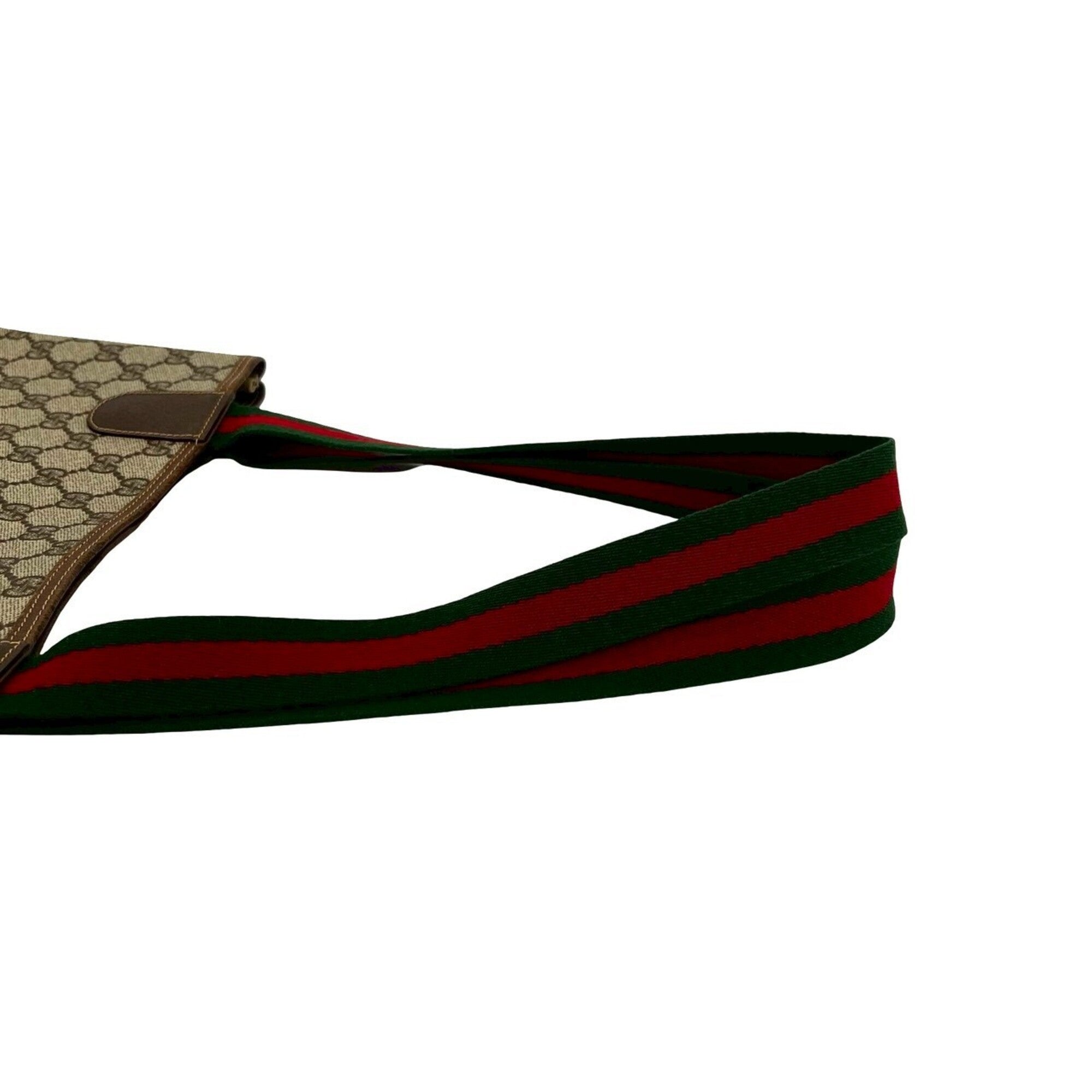 Gucci Brown Green Red Color Pvc Leather Handbag Tote Bag (Pre-Owned)