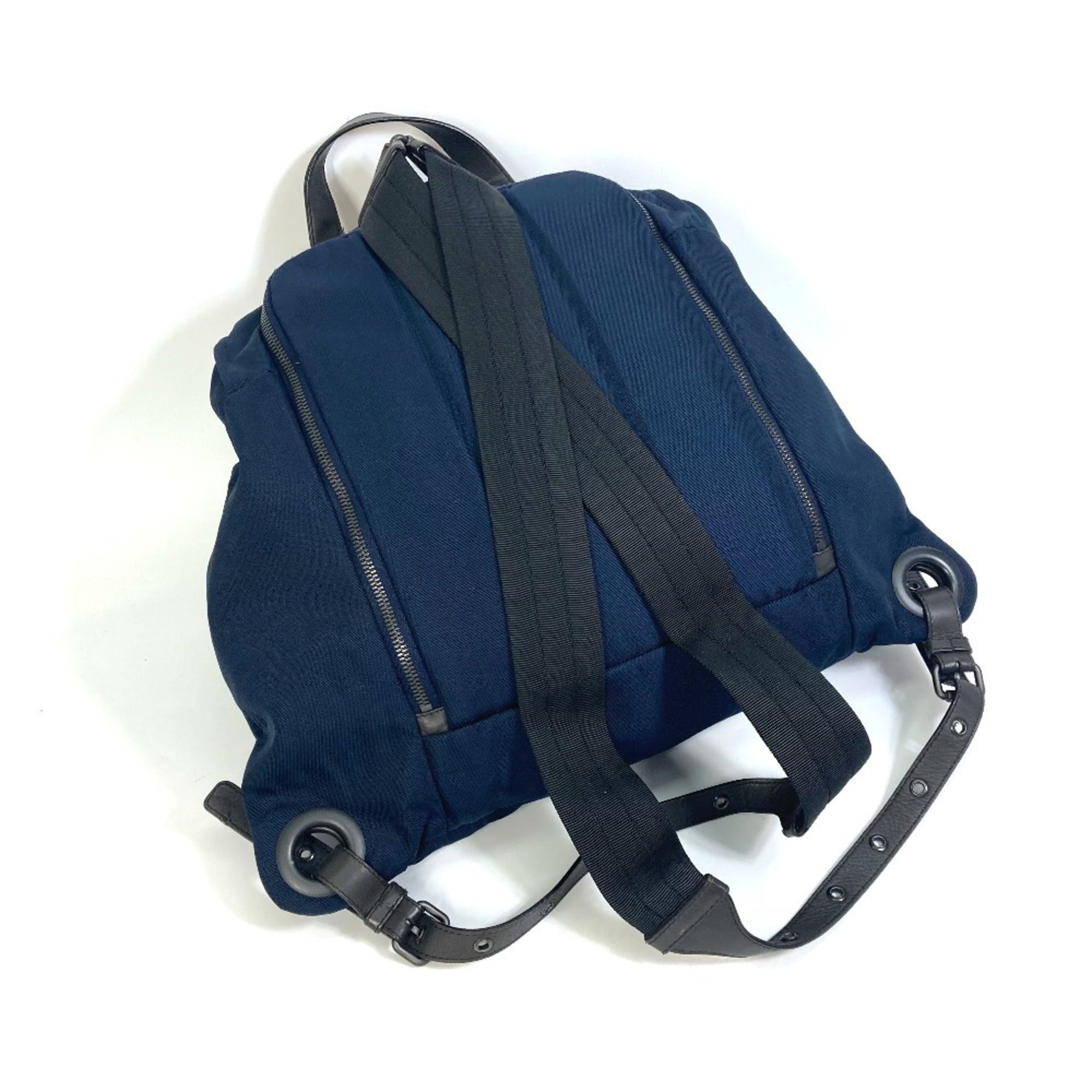 Bottega Veneta Brown Navy Nylon Leather Backpack (Pre-Owned)