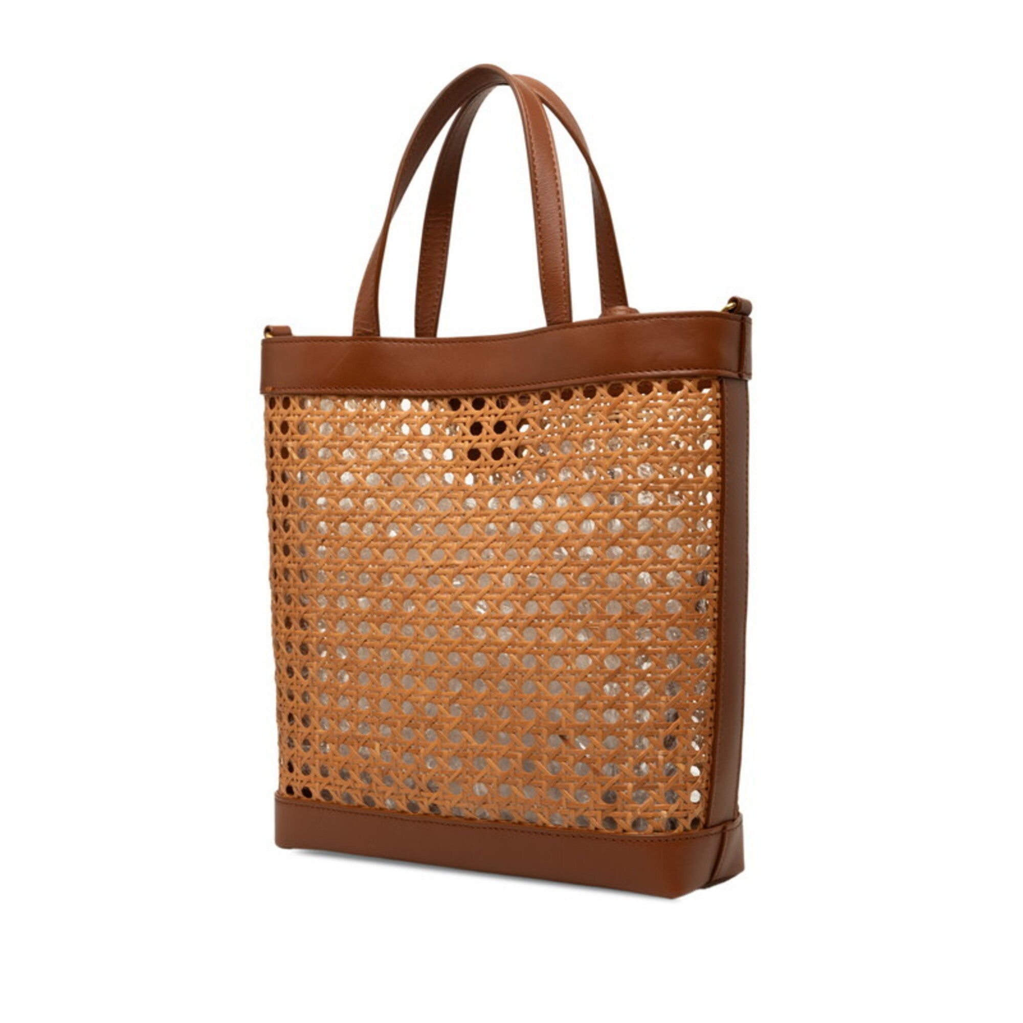 Saint Laurent Brown Leather Handbag Pouch Tote Bag (Pre-Owned)