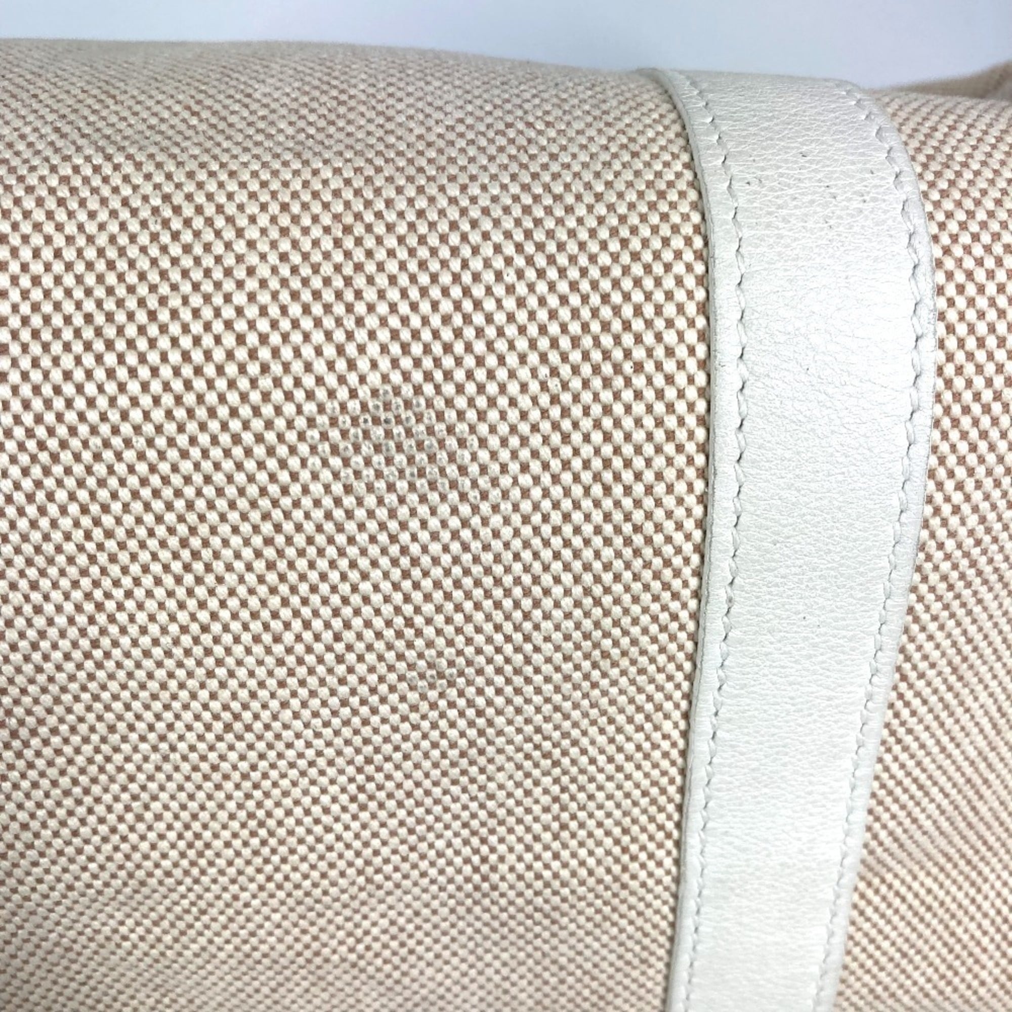 Hermes Beige White Toile H Boston Bag Handbag (Pre-Owned)