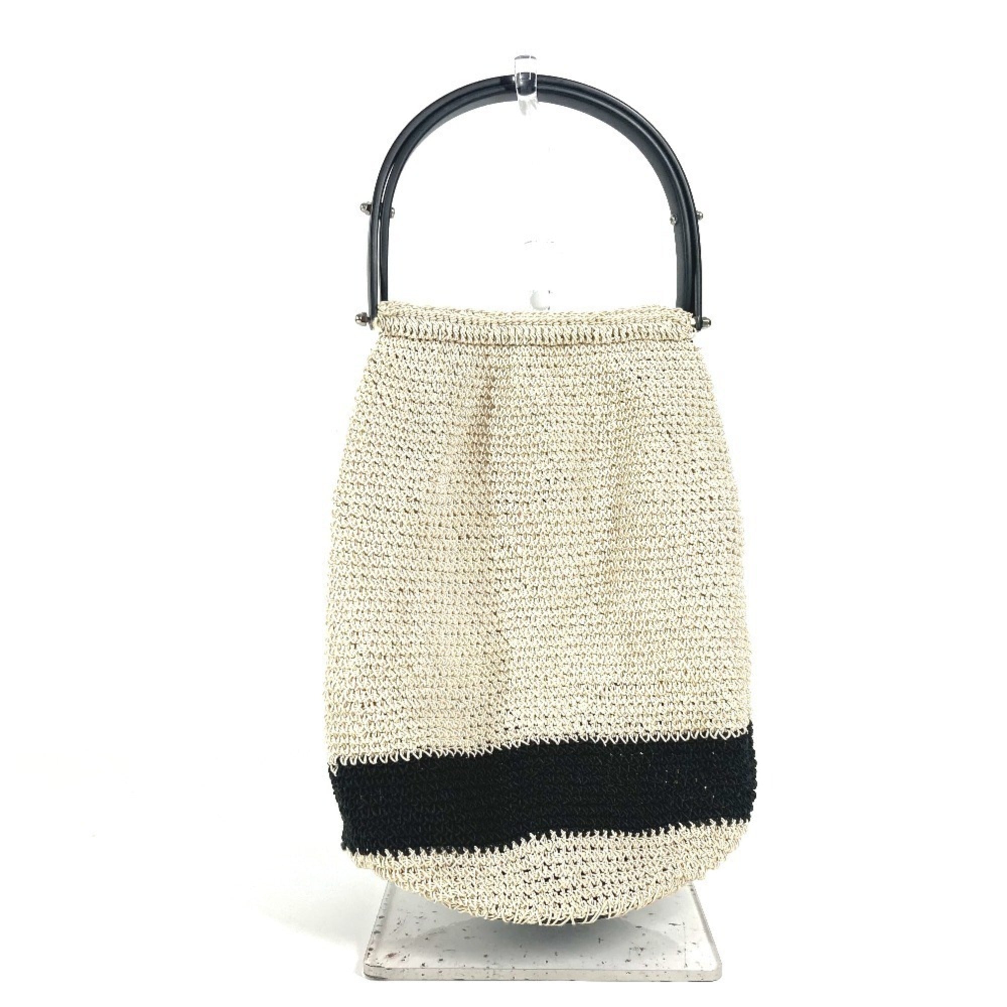 Chanel Beige Black Mesh Handbag (Pre-Owned)
