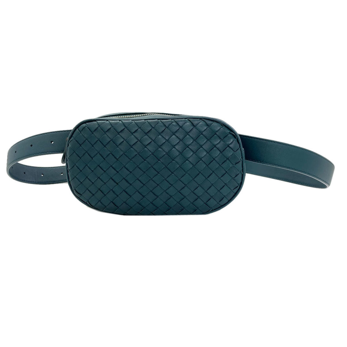 Bottega Veneta Intrecciato Green Leather Fanny Pack (Pre-Owned)
