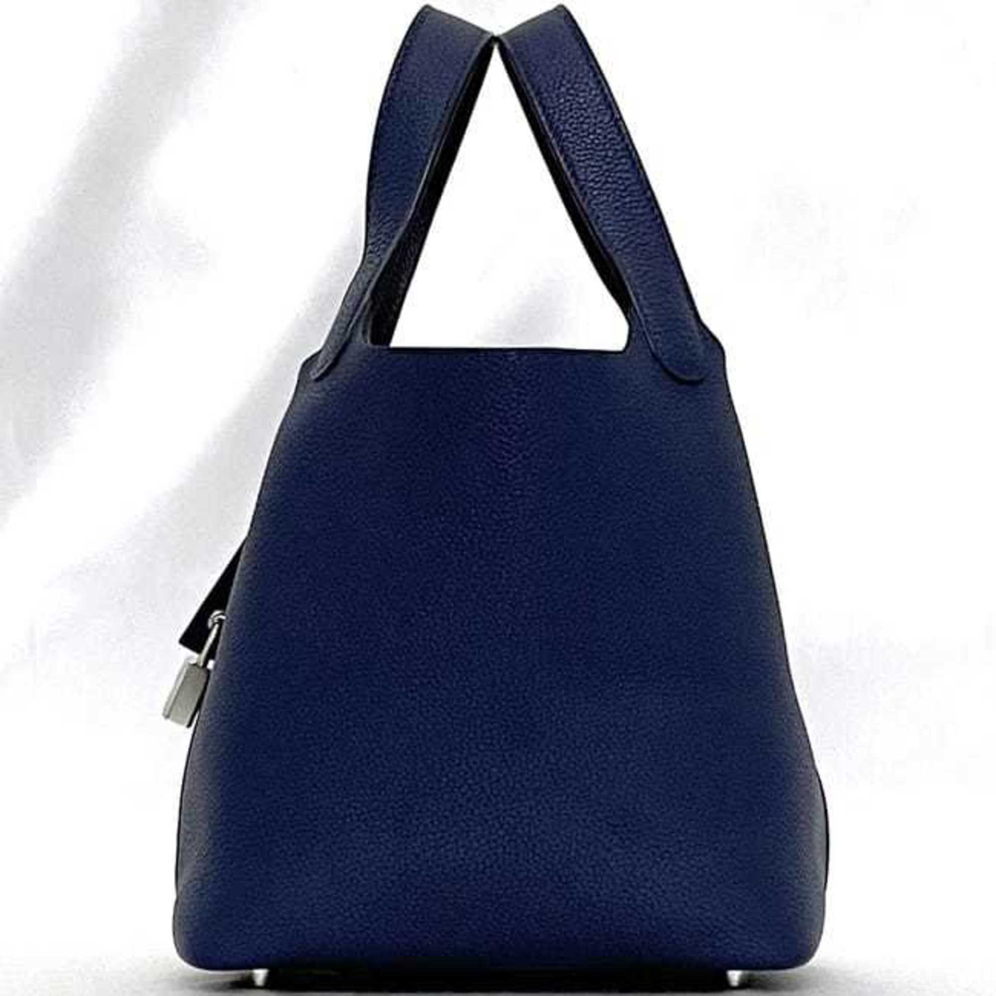 Hermes Blue Nuit Navy Leather Taurillon Clemence Leather Handbag (Pre-Owned)