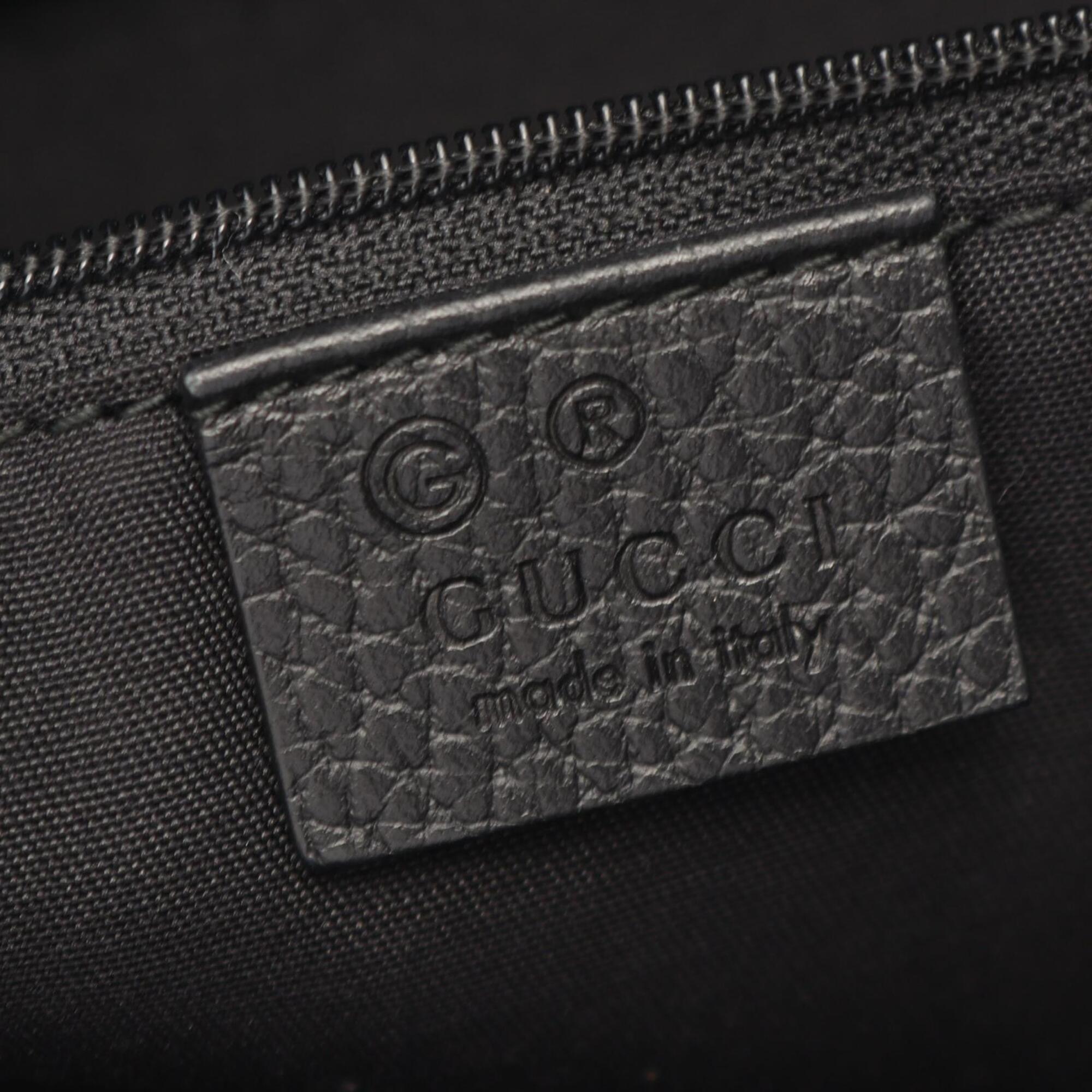 Gucci Black Leather Nylon Canvas Handbag Tote Bag (Pre-Owned)