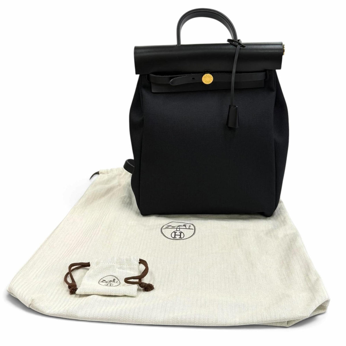 Hermes Black Cotton Backpack (Pre-Owned)