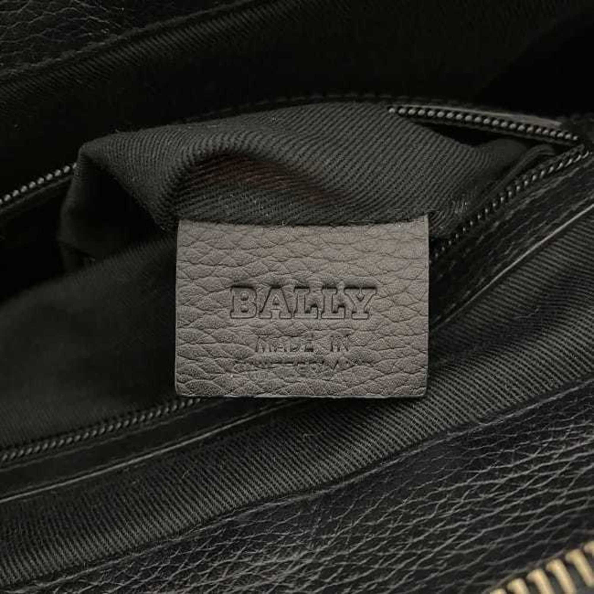 Bally Black Brown Gray Canvas Leather Boston Bag Handbag (Pre-Owned)
