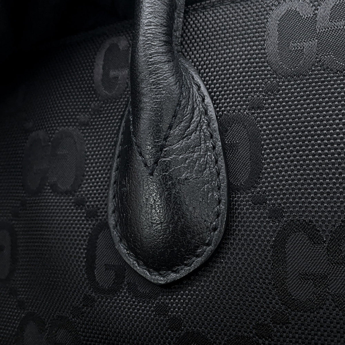 Gucci Black Nylon Leather Shoulder Bag Tote Bag (Pre-Owned)