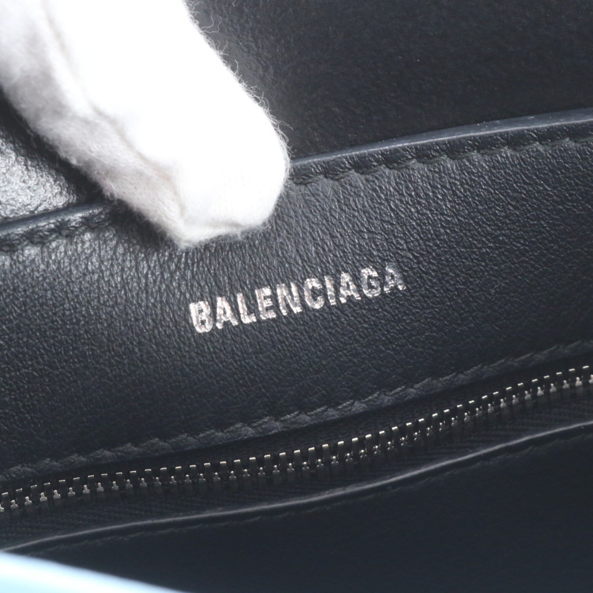 Balenciaga Light Blue Leather Handbag Shoulder Bag Tote Bag (Pre-Owned)