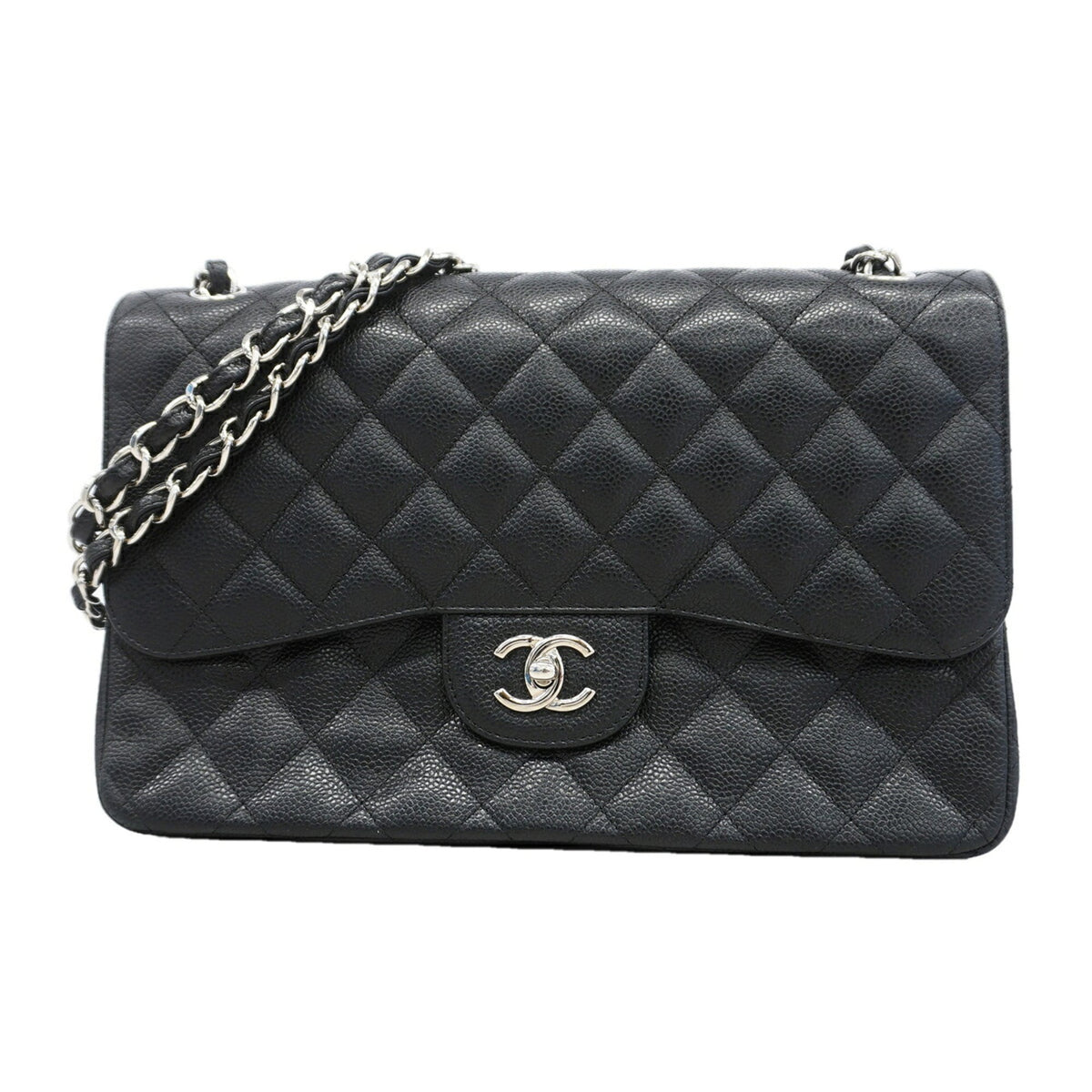 Chanel Black Grained Calfskin Shoulder Bag (Pre-Owned)
