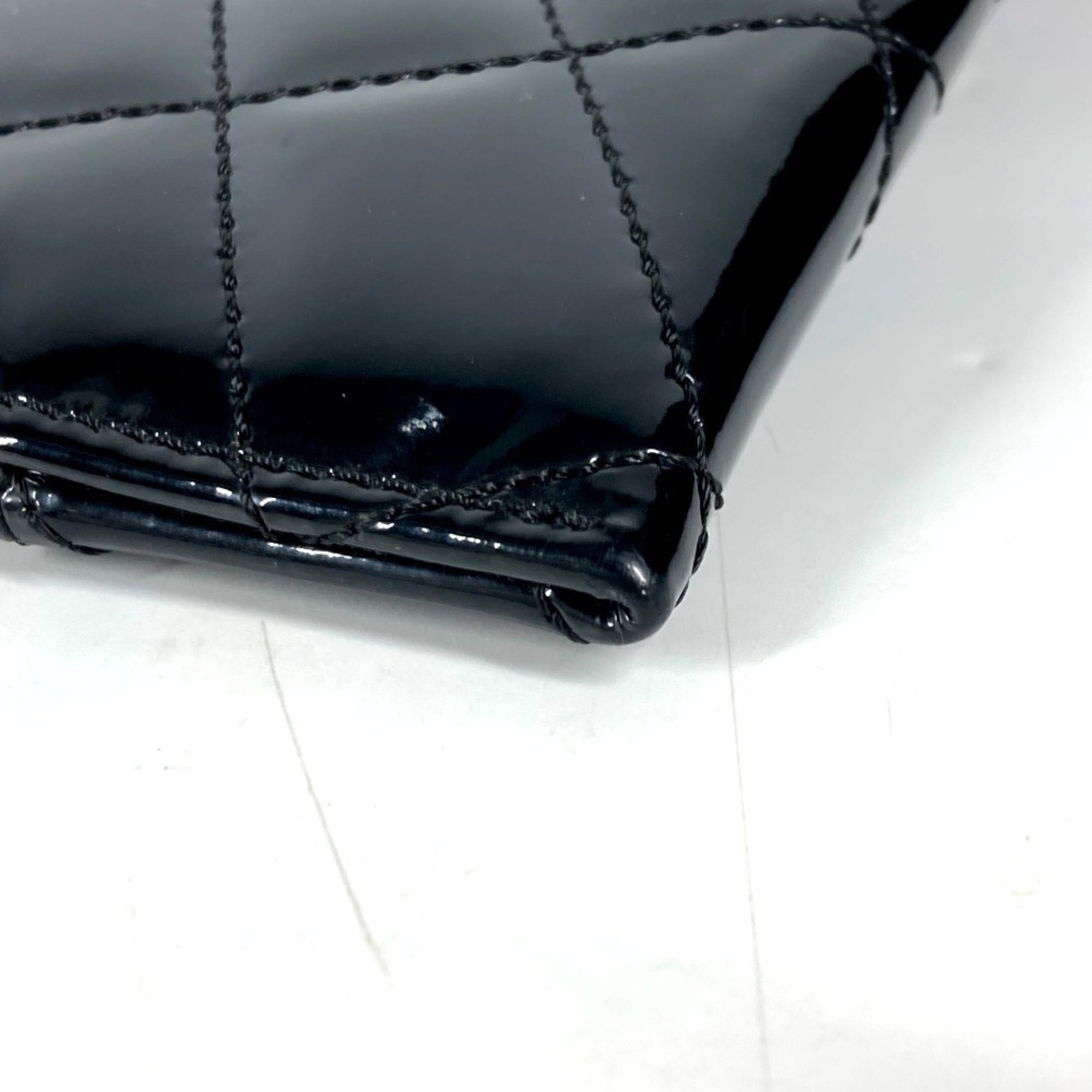 Chanel Black Patent Leather Clutch Bag Pouch (Pre-Owned)