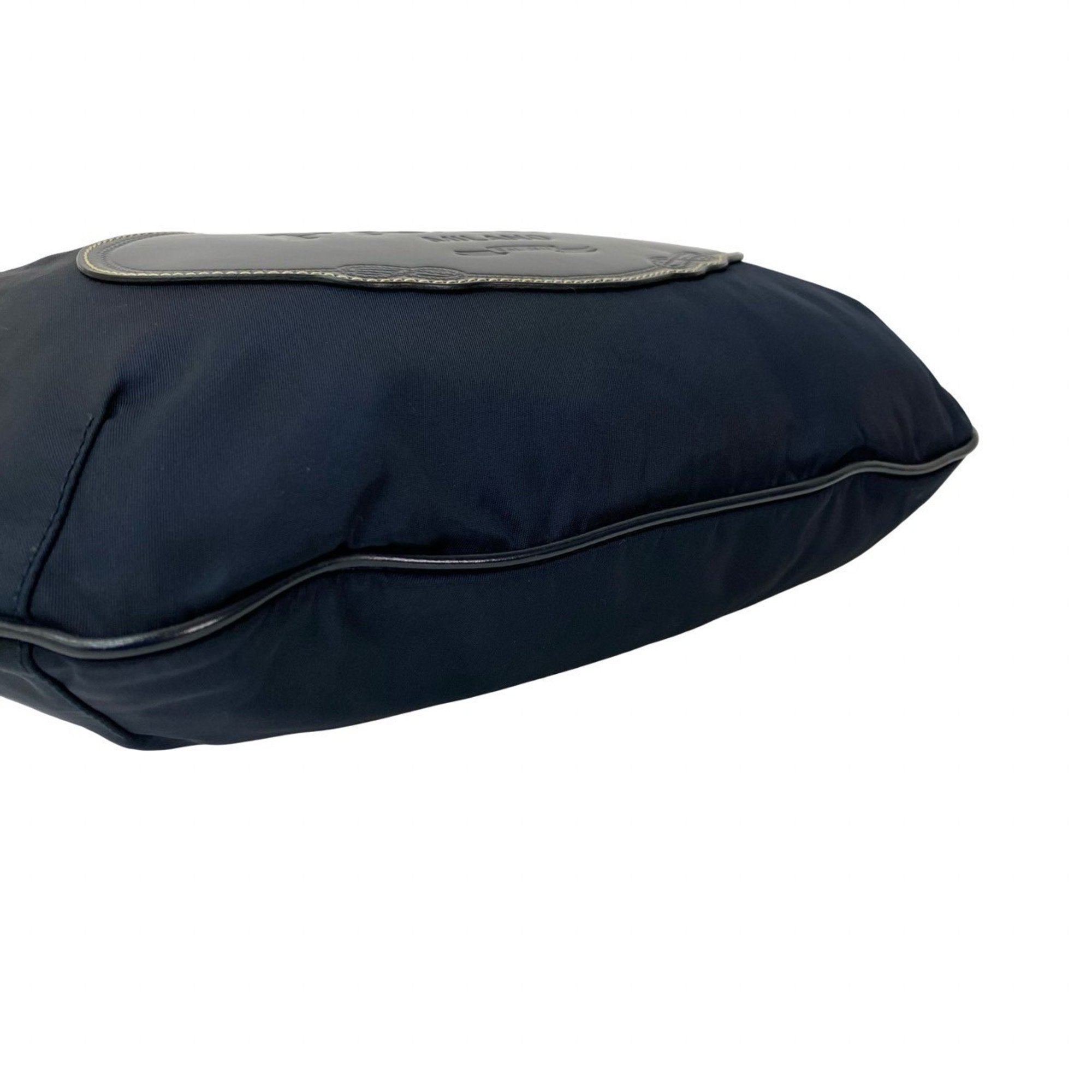 Prada Navy Nylon Leather Pochette Shoulder Bag (Pre-Owned)