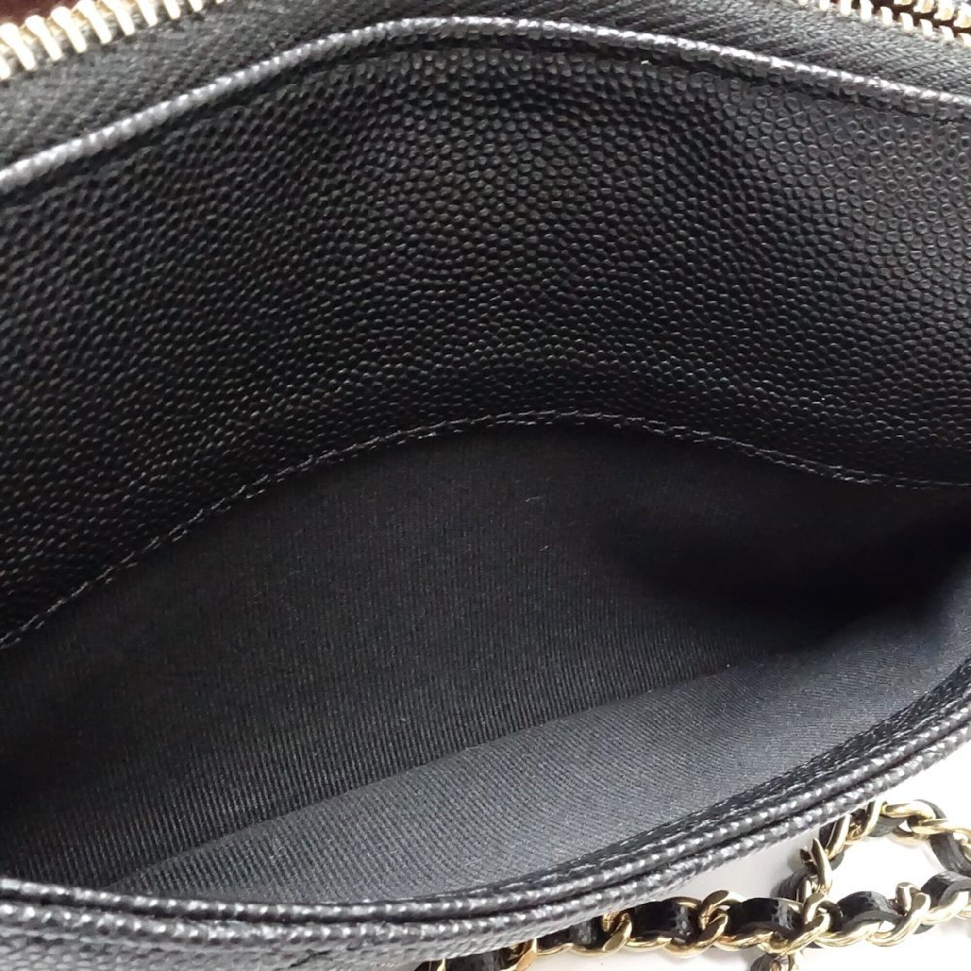 Chanel Black Grained Calfskin Chain/Shoulder Wallet (Pre-Owned)