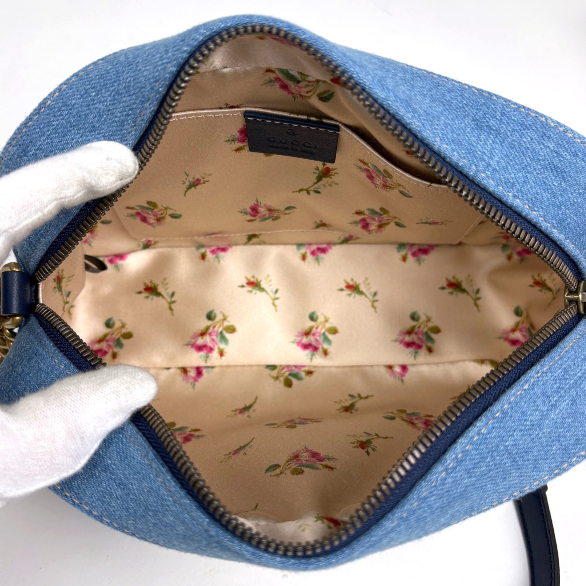 Gucci Light Blue Denim Shoulder Bag (Pre-Owned)