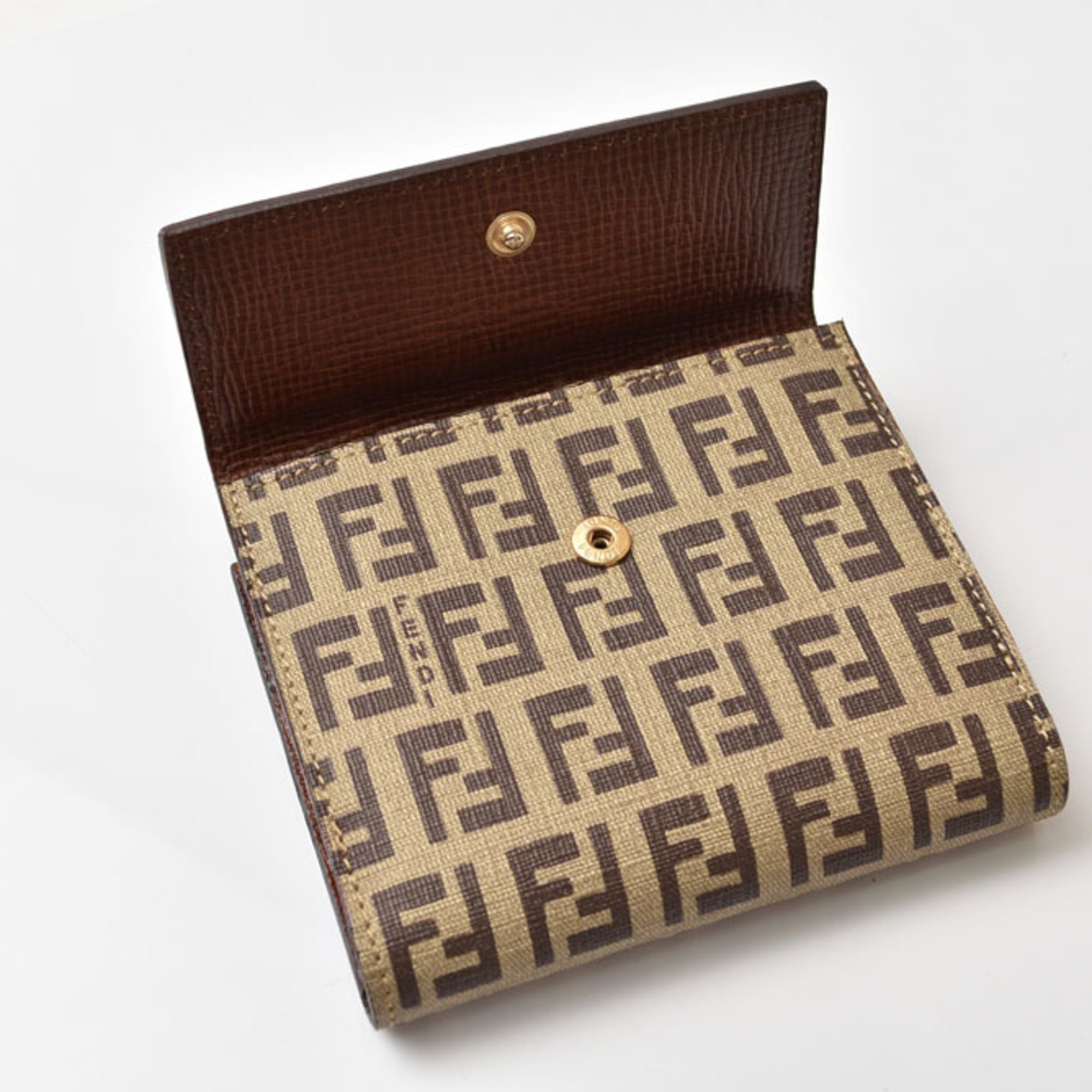 Fendi Beige Brown Brown Pvc Leather Wallet (Bi-Fold) (Pre-Owned)