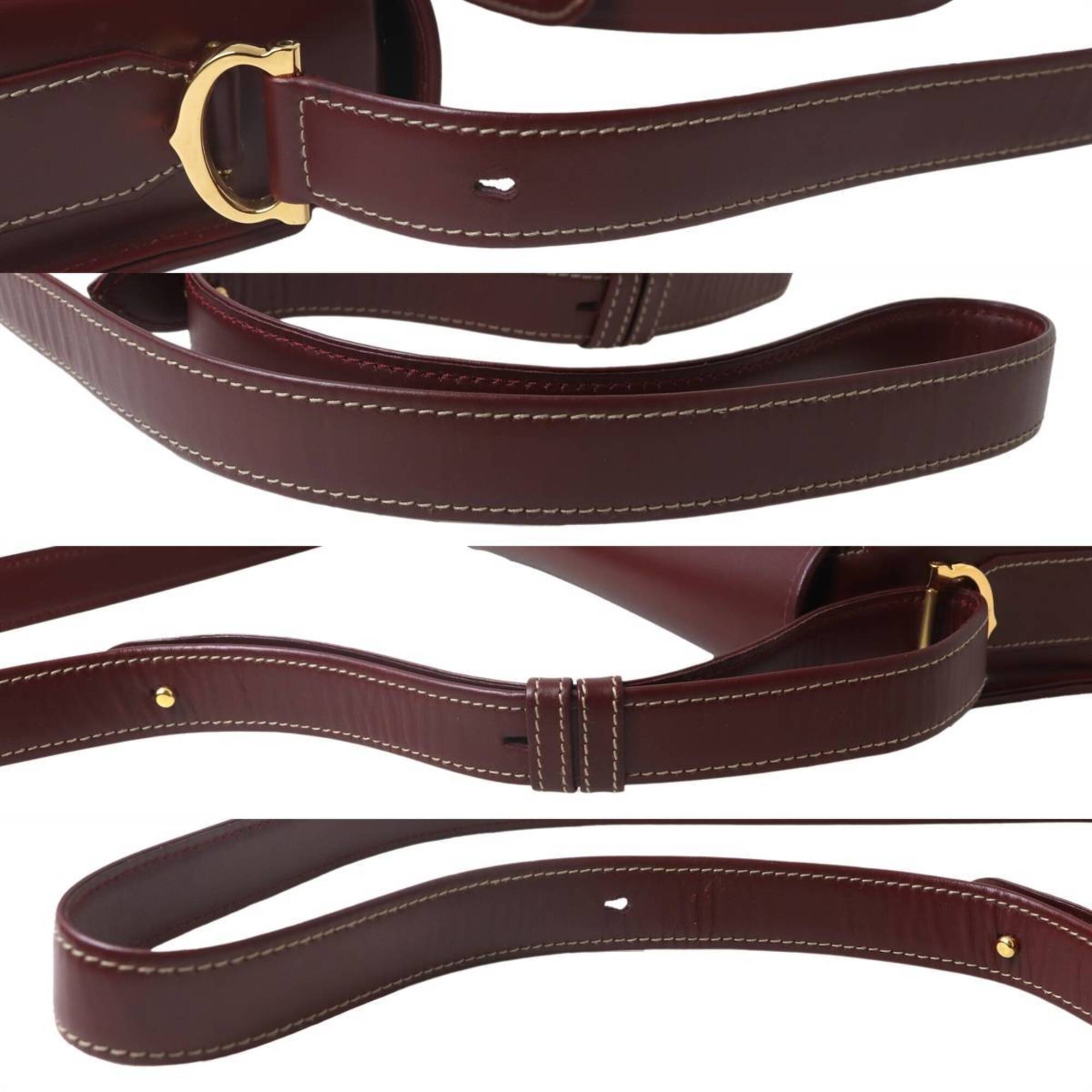 Cartier Bordeaux Leather Shoulder Bag (Pre-Owned)