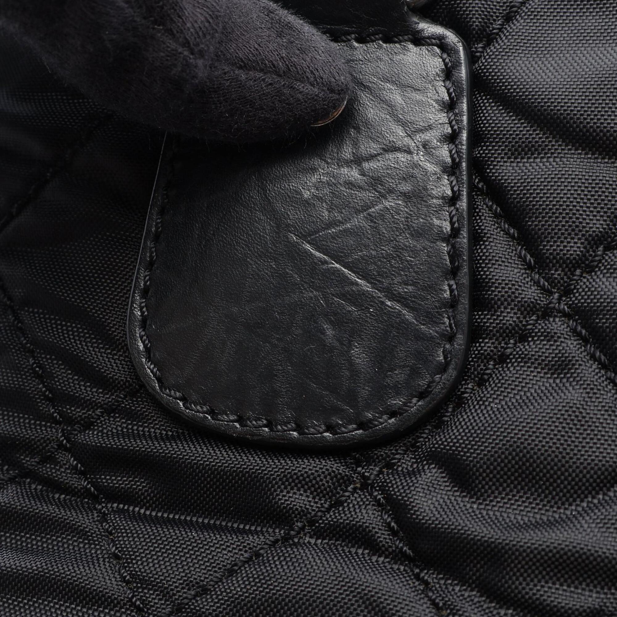 Chanel Black Nylon Leather Handbag Tote Bag (Pre-Owned)
