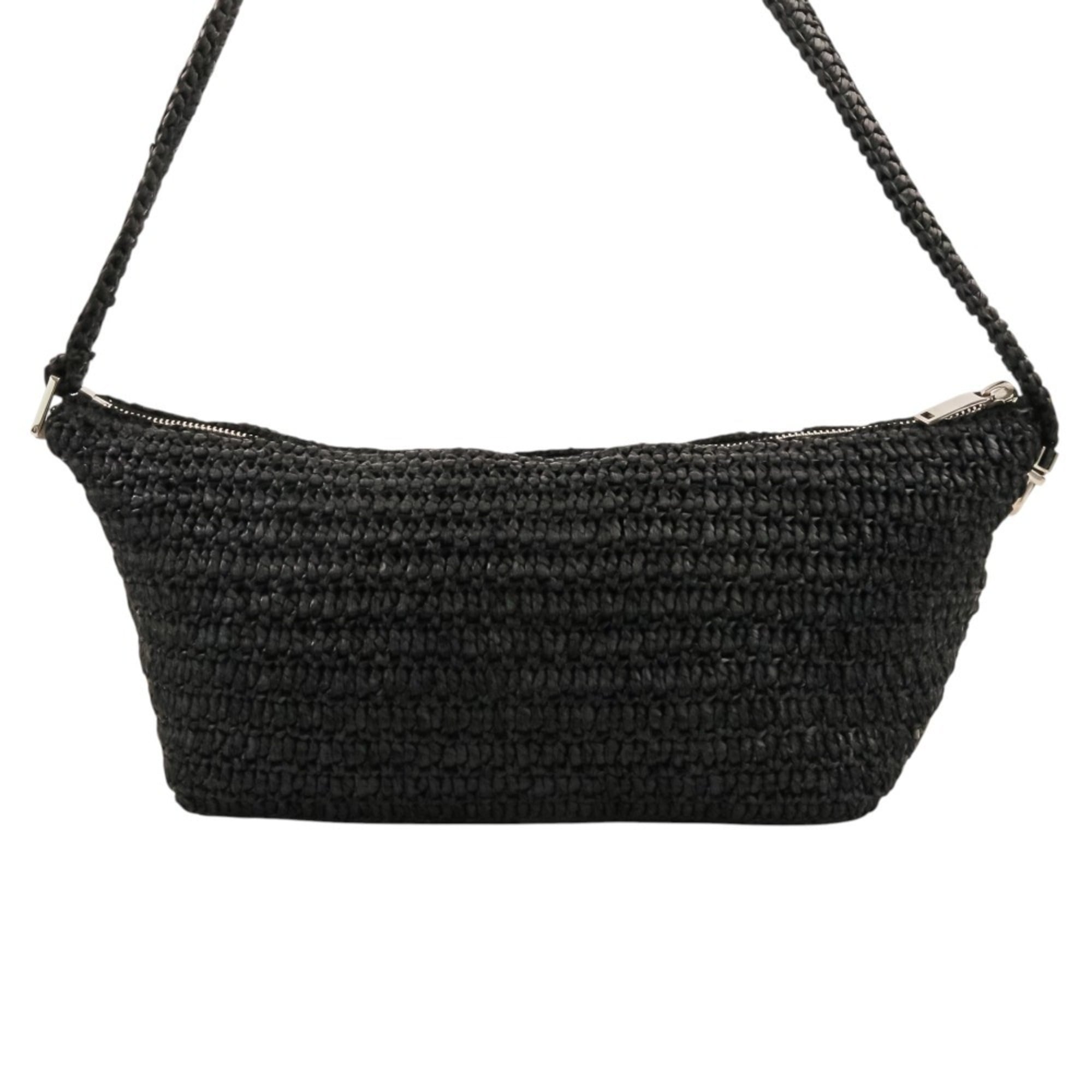 Yves Saint Laurent Black Raffia Shoulder Bag (Pre-Owned)